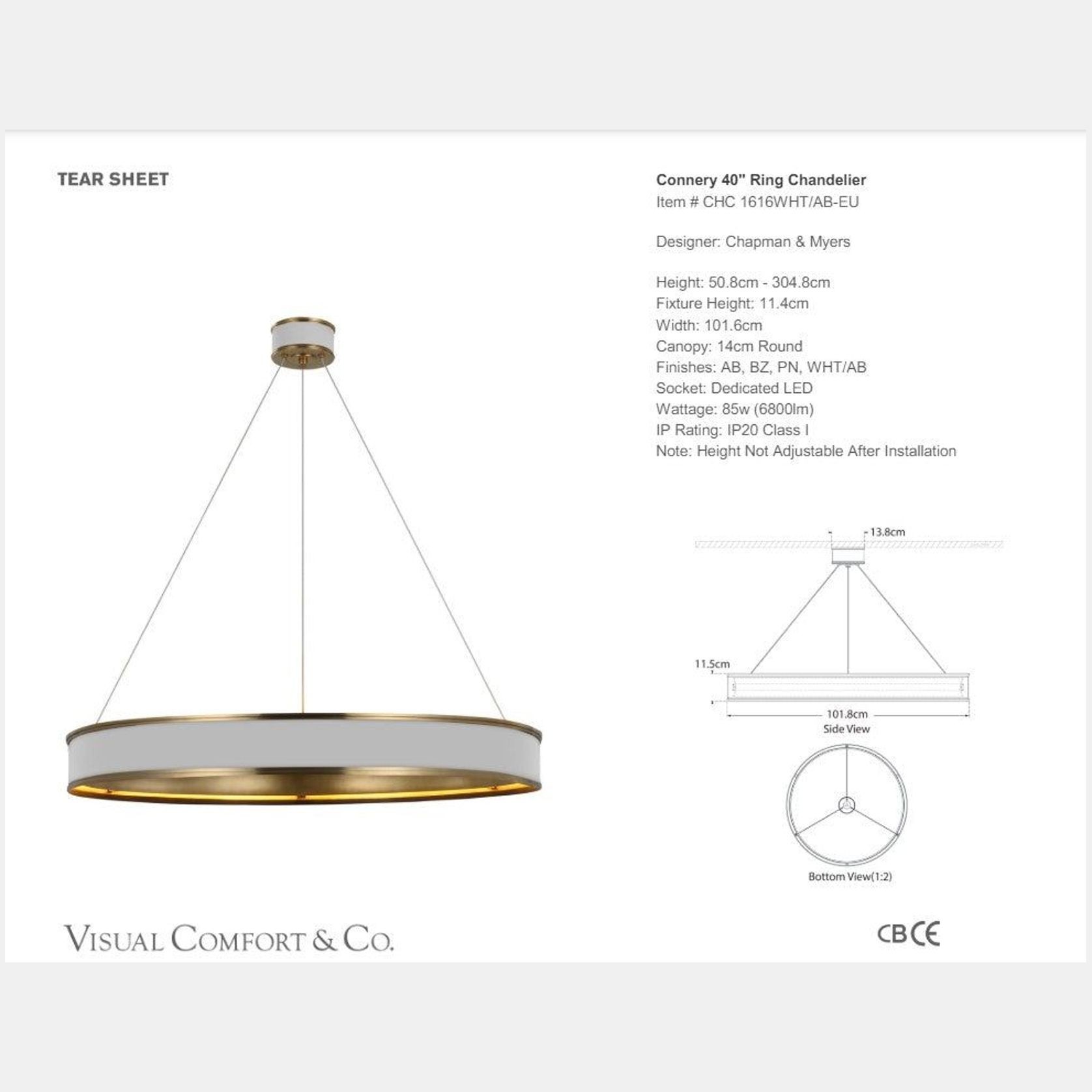 Chapman & Myers Connery 40" Ring Chandelier gallery detail image