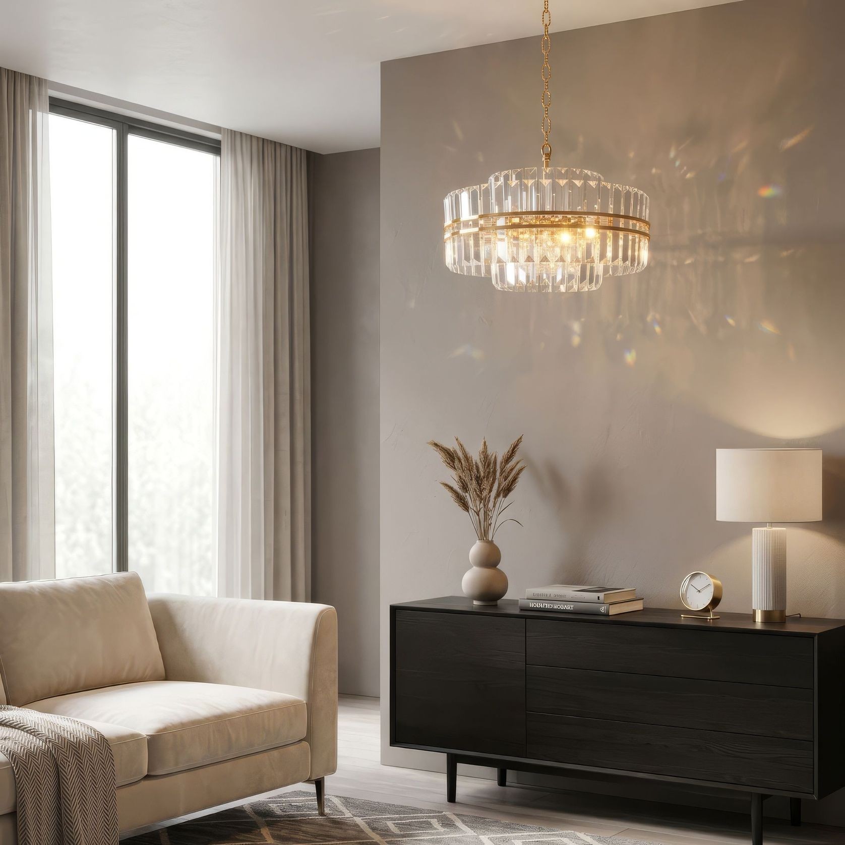 Ashton Collection - 55cm Chandelier - Gold Plated gallery detail image