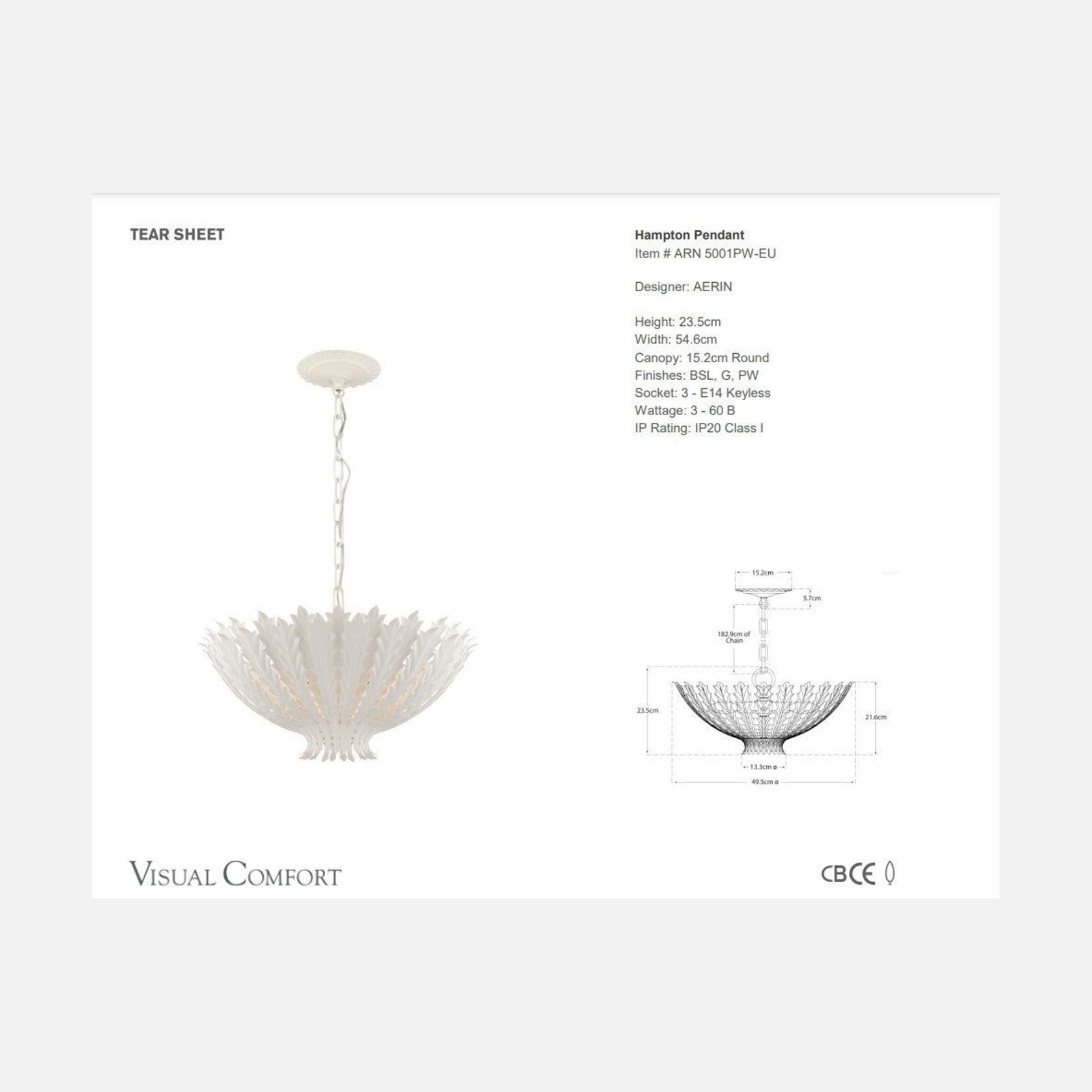 Visual Comfort AERIN Hampton Chandelier gallery detail image
