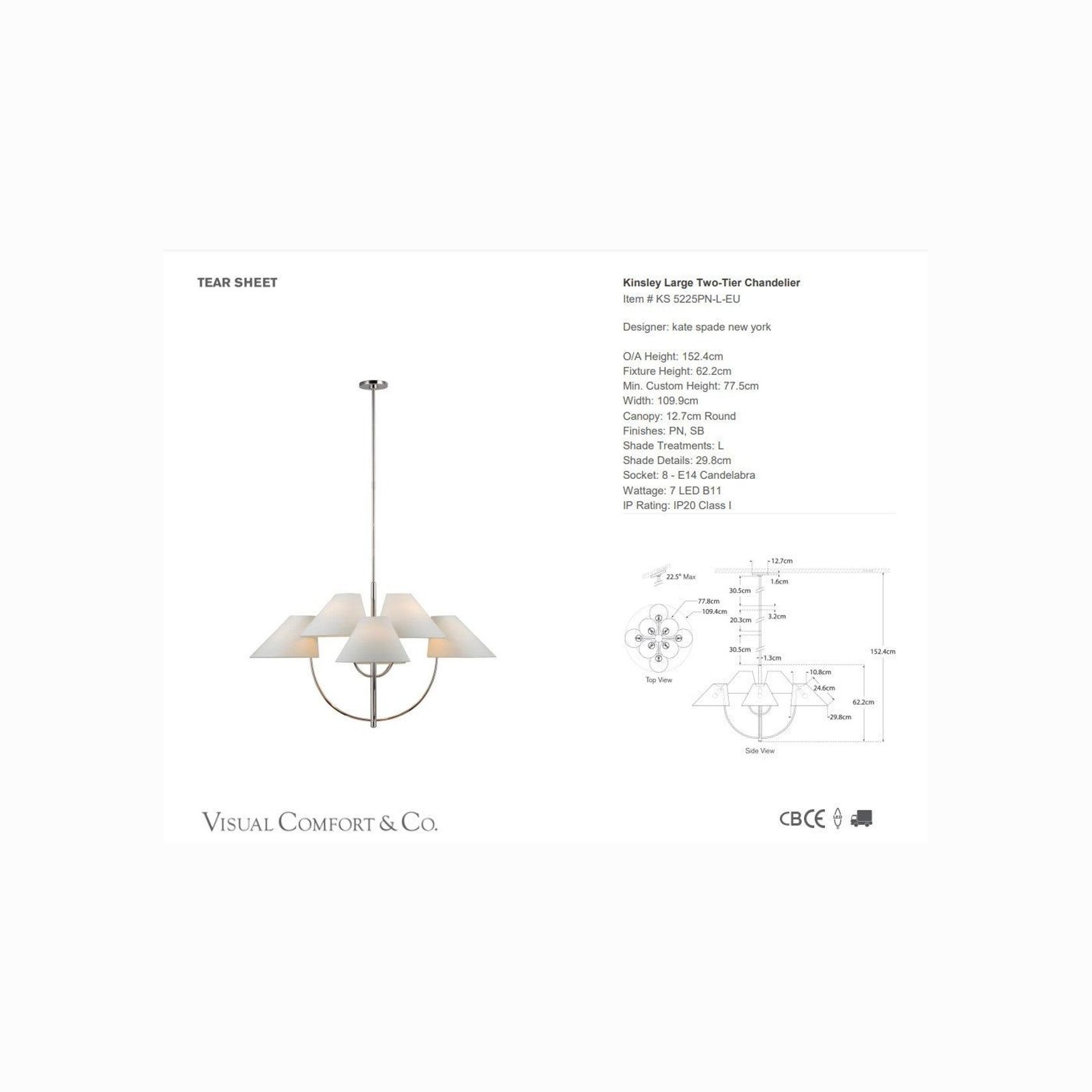 Visual Comfort Kate Spade Kinsley Two-Tier Chandelier gallery detail image