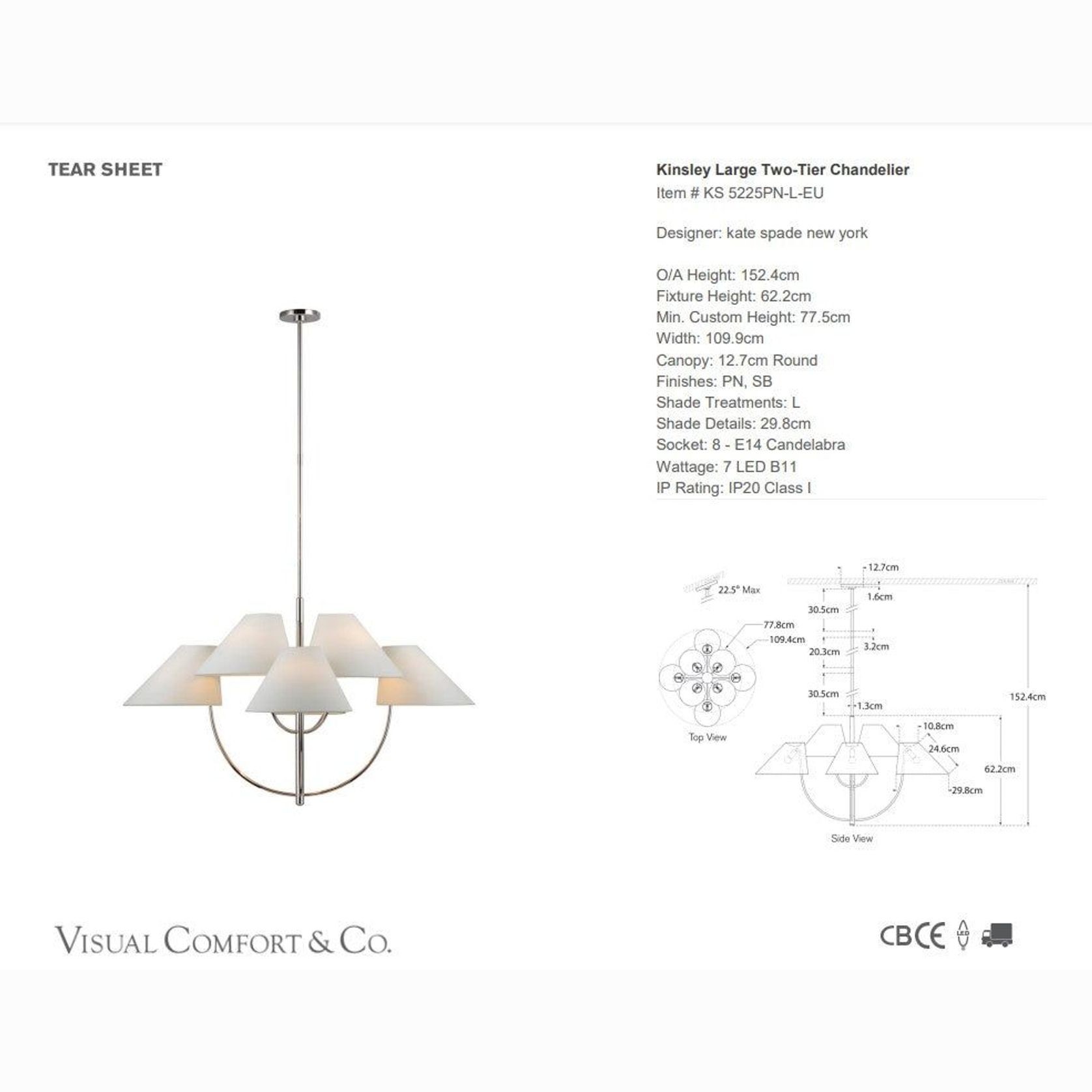 Visual Comfort Kate Spade Kinsley Two-Tier Chandelier gallery detail image