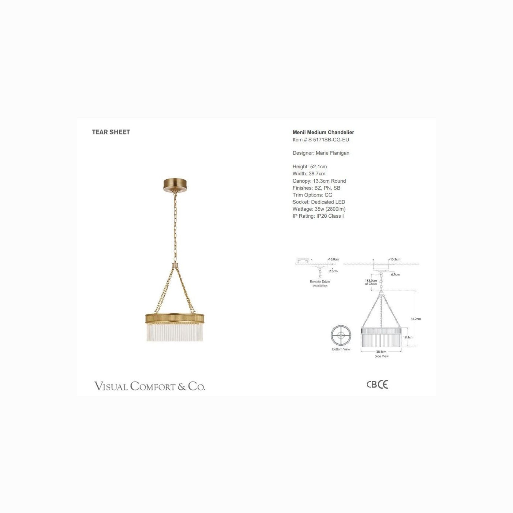 Visual Comfort - Marie Flanigan Menil Medium Chandelier gallery detail image