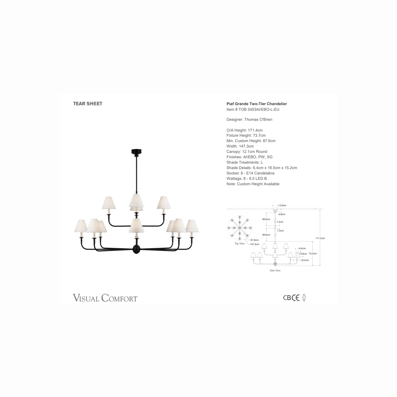 Thomas O'Brien Piaf Grande Two Tier Chandelier ArchiPro AU