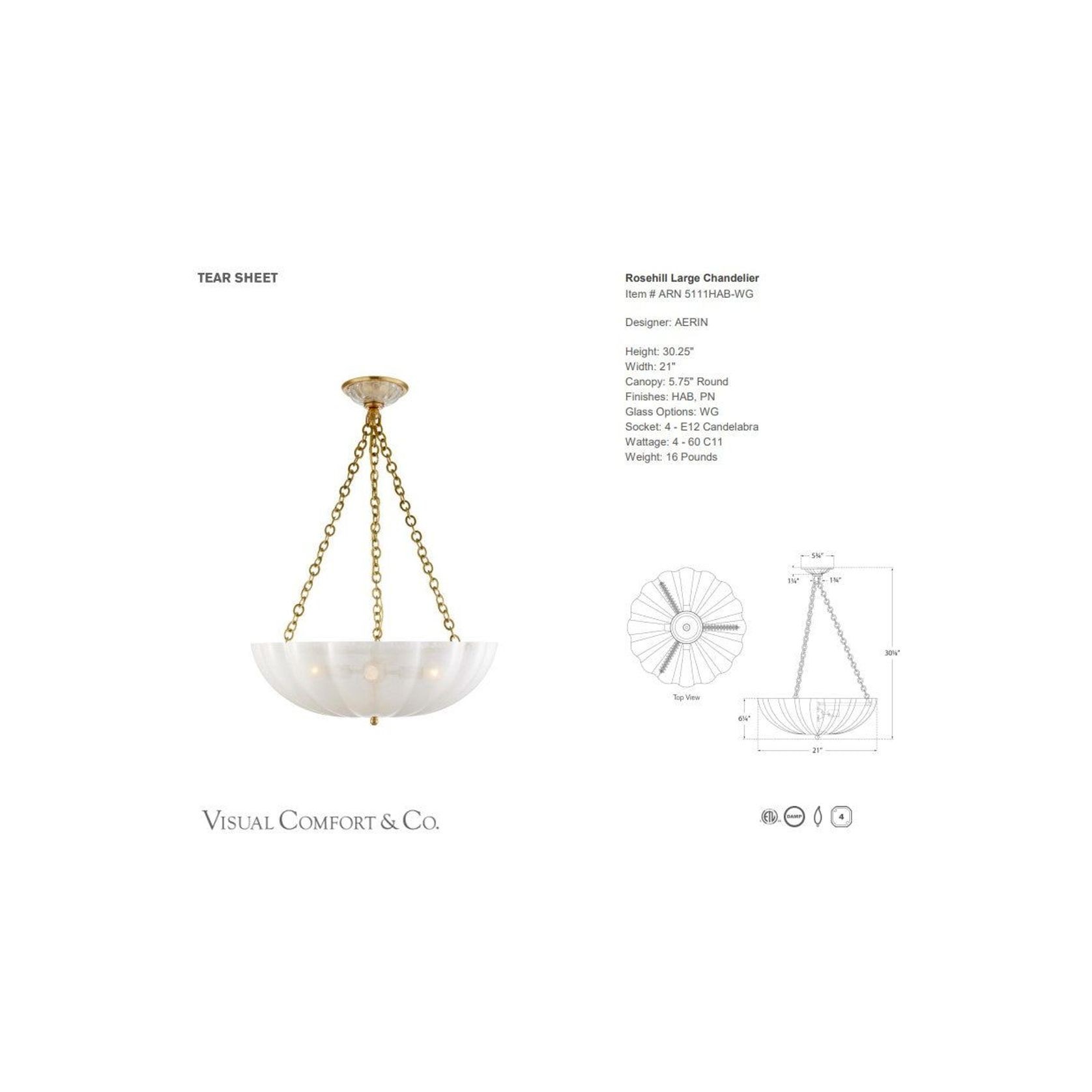 Visual Comfort - AERIN Rosehill Large Chandelier gallery detail image