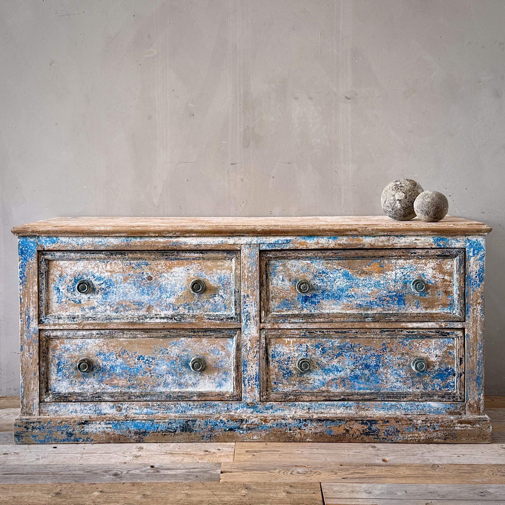 French Antique Provincial Painted Bank of Drawers gallery detail image