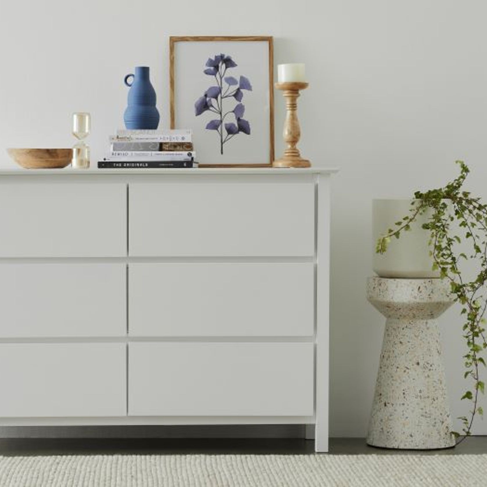 Myer White Low Chest Of Drawers | Hardwood Frame gallery detail image