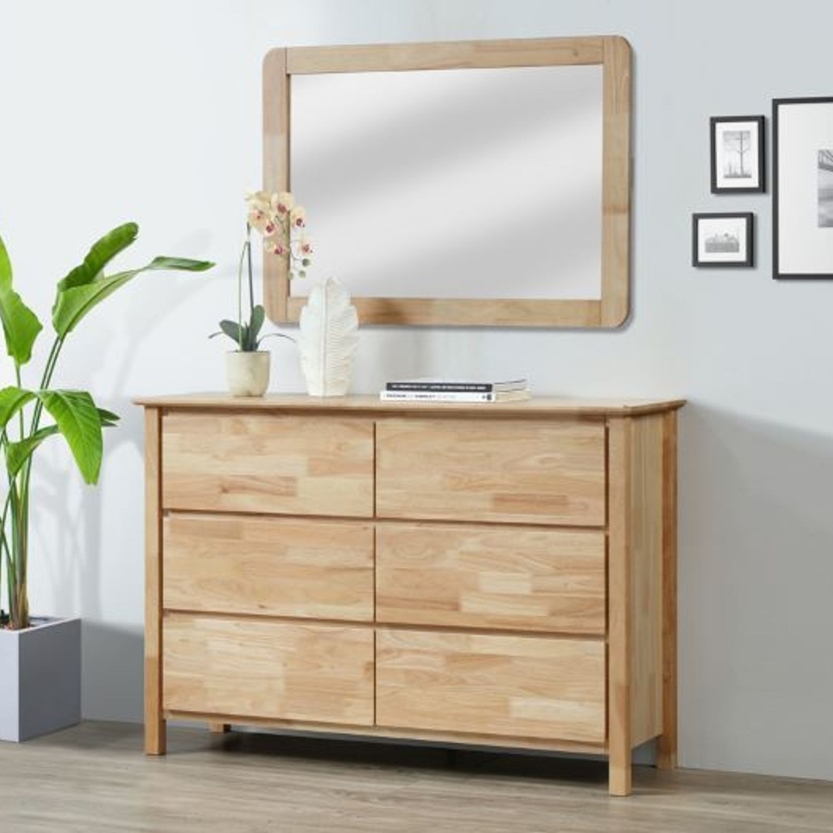 Myer Dressing Table with Mirror Natural Hardwood ArchiPro AU