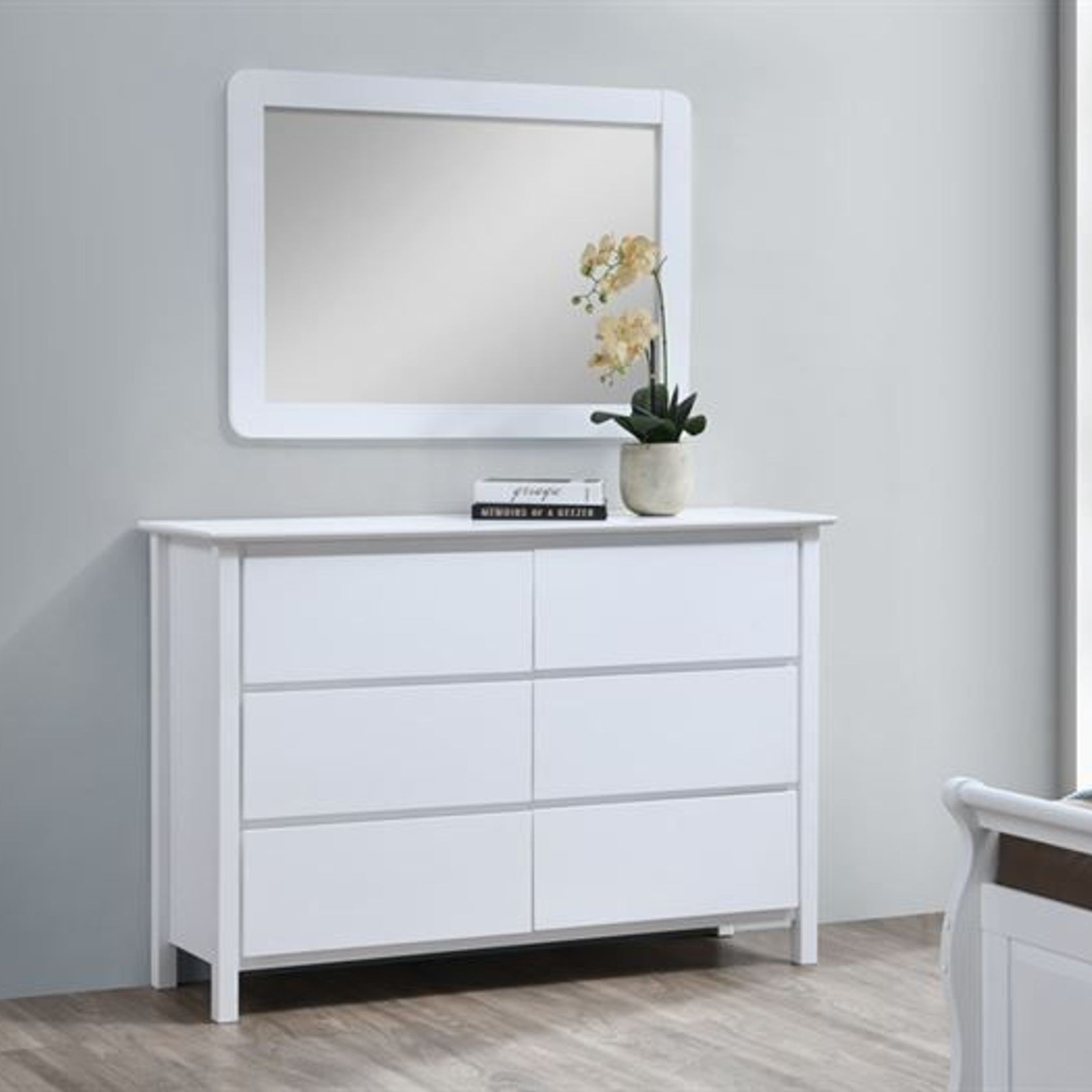 Myer White Dressing Table with Mirror Hardwood Frame ArchiPro AU