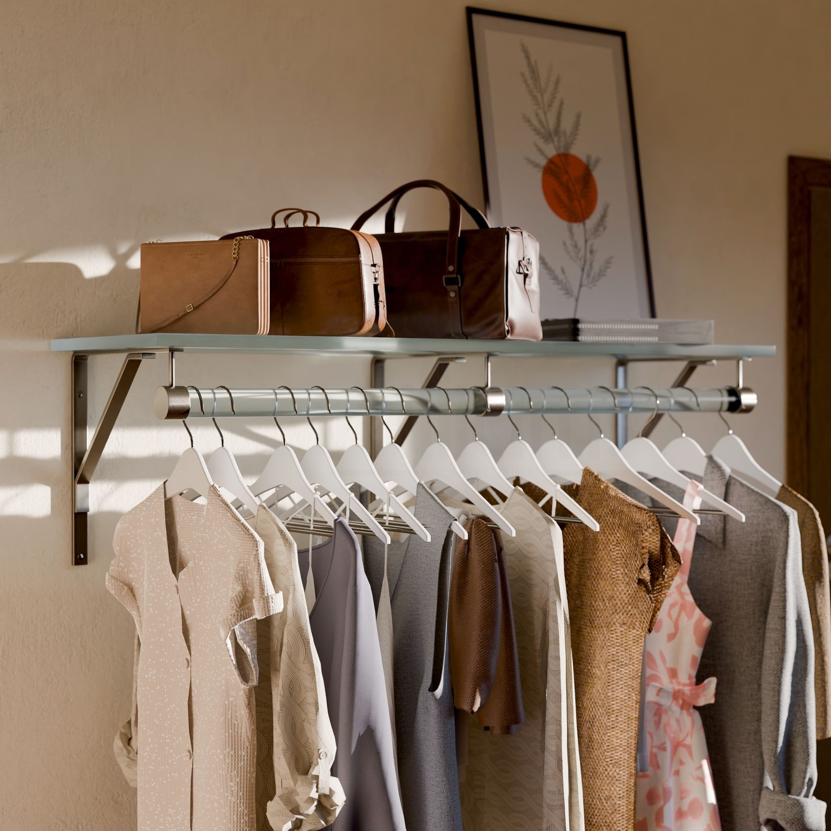 Lucite Shelf Rack with Hanging Rod gallery detail image