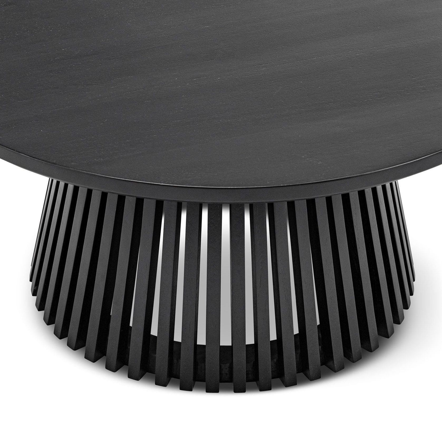 Pedie 80cm Round Slat Coffee Table | Black Teak gallery detail image