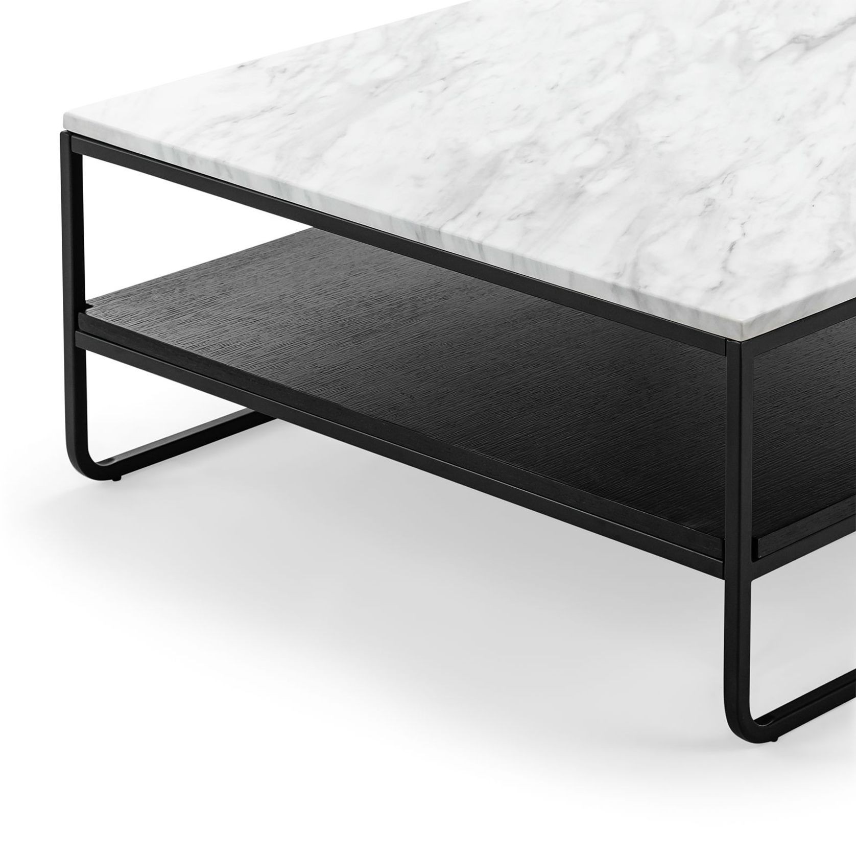 Estoria White Marble Square Shelf Coffee Table | Black gallery detail image