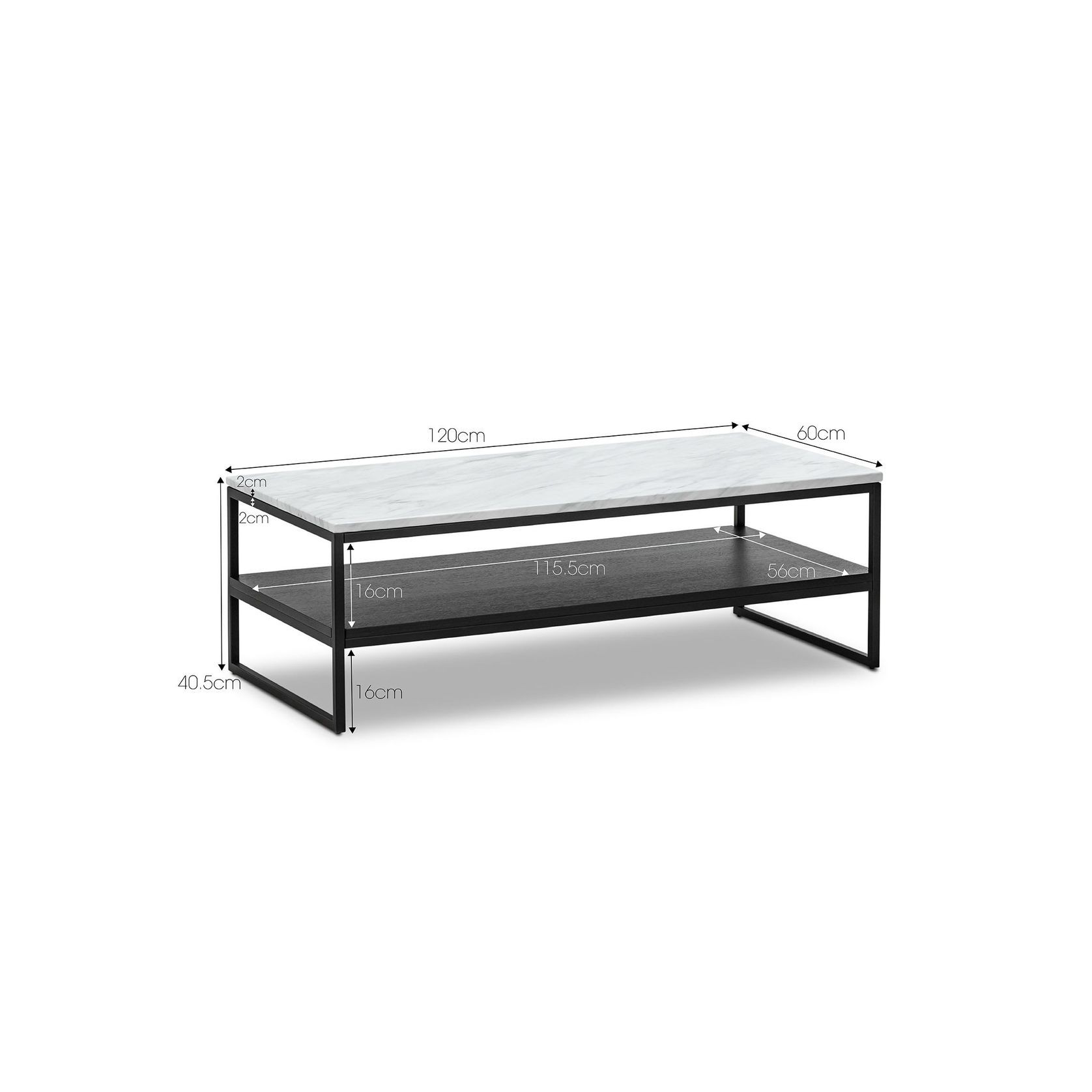 Ebonie White Marble Rectangular Coffee Table | Black gallery detail image