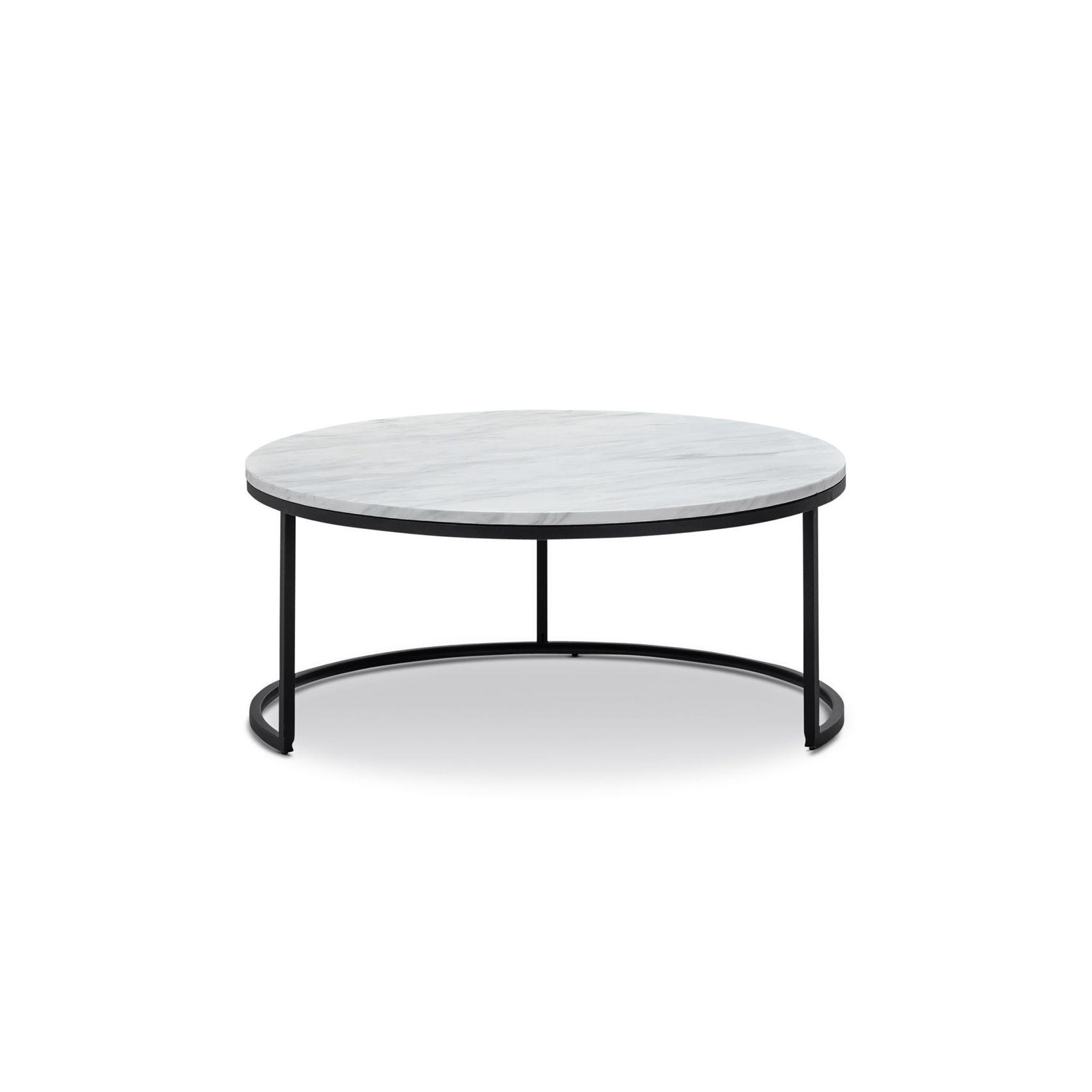 Khloe White Marble Round Nest Coffee Table Black ArchiPro AU