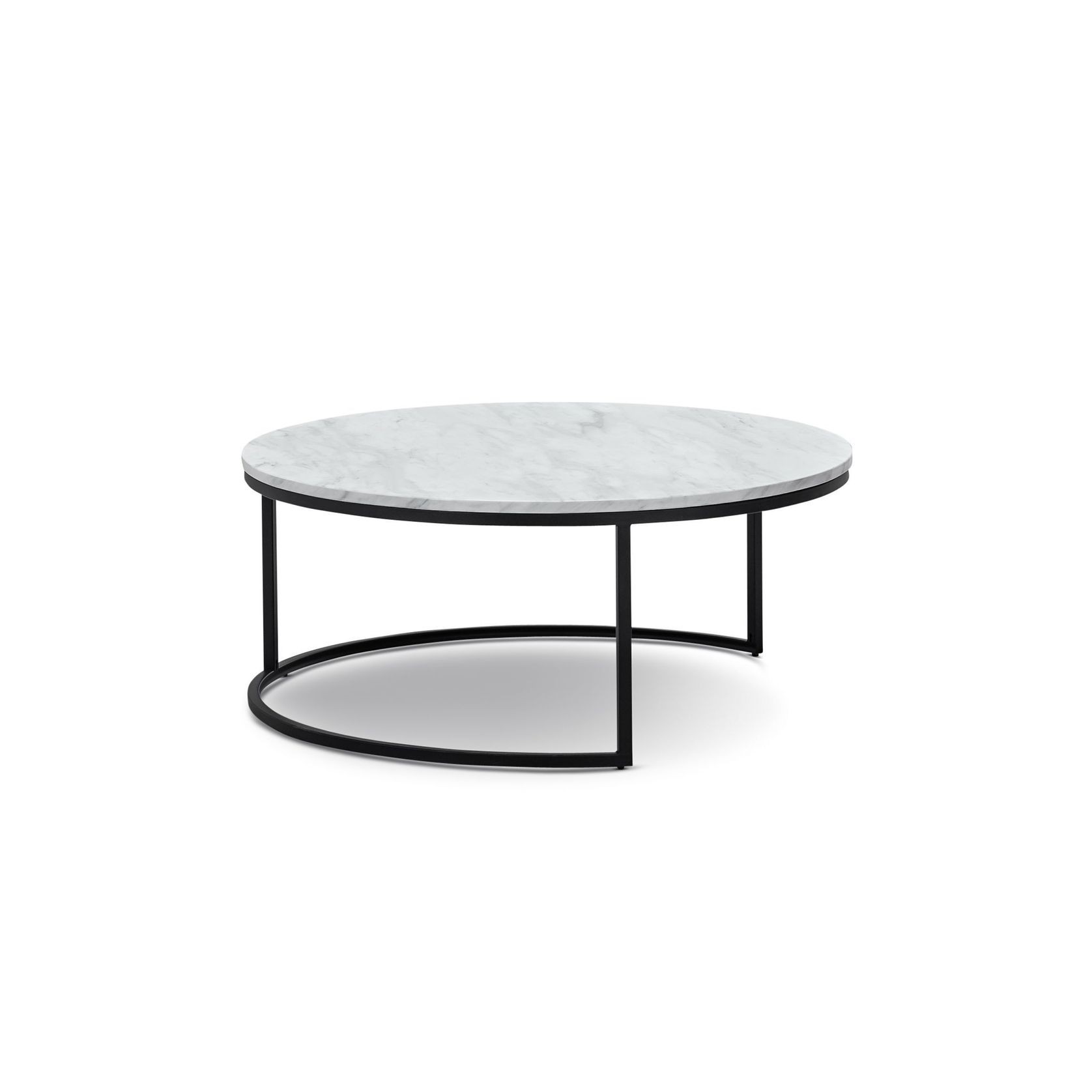Khloe White Marble Round Nest Coffee Table | Black gallery detail image