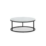 Khloe White Marble Round Nest Coffee Table | Black gallery detail image