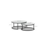 Khloe White Marble Round Nest Coffee Table | Black gallery detail image