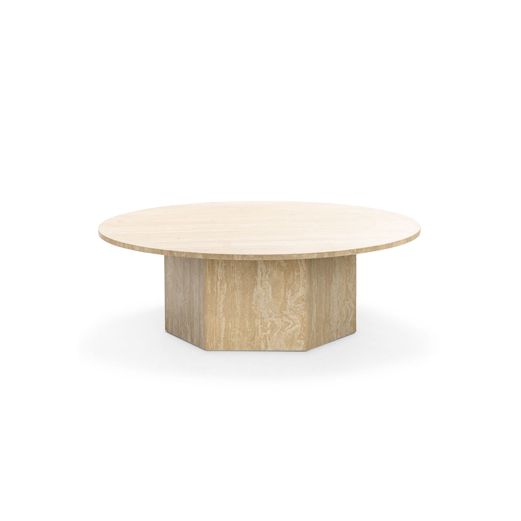Hexica 100cm Round Coffee Table | Cream Travertine gallery detail image