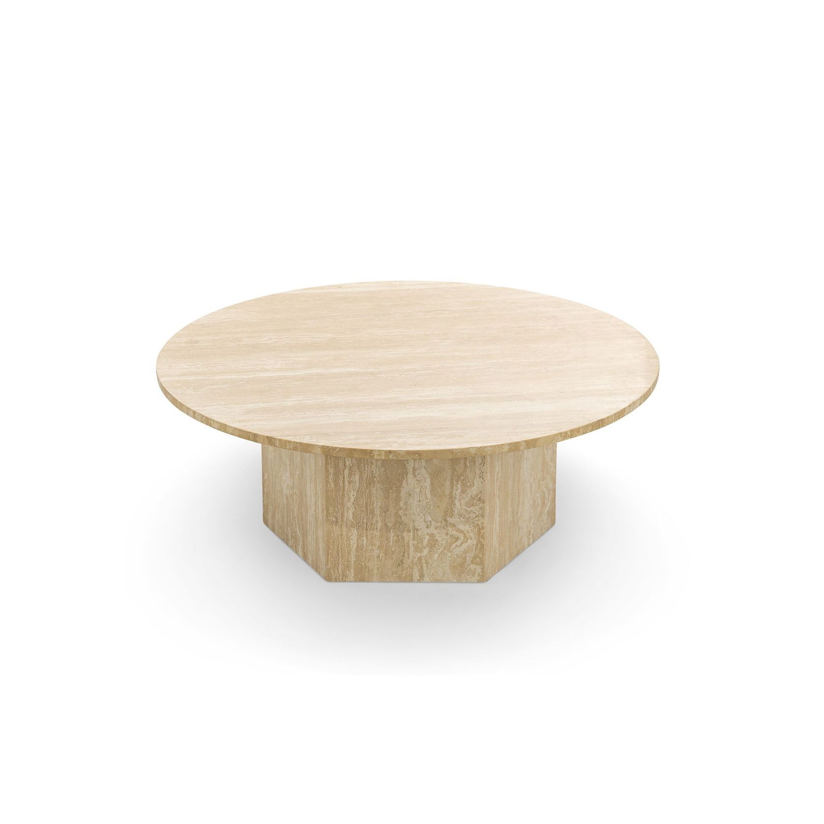 Hexica 100cm Round Coffee Table | Cream Travertine gallery detail image