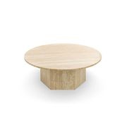 Hexica 100cm Round Coffee Table | Cream Travertine gallery detail image