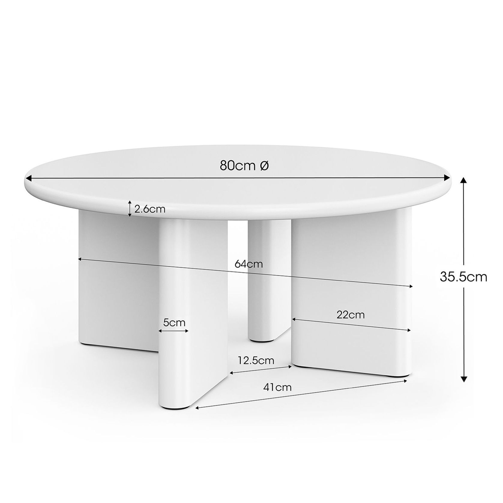 Omni Chunky Round Coffee Table | Matte White gallery detail image