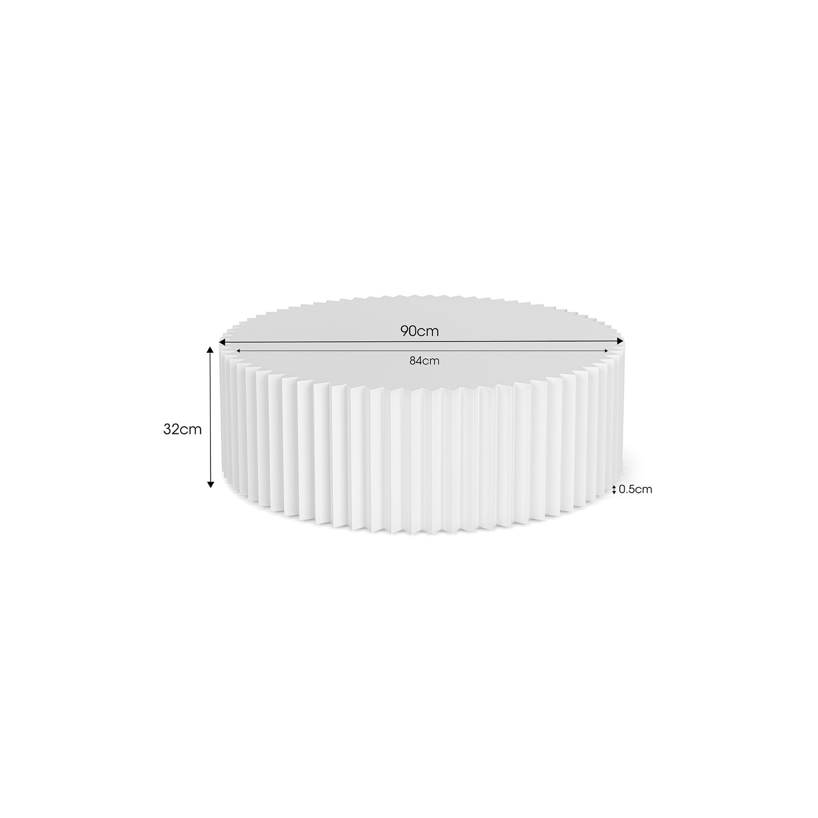 Kaei 90cm Round Fluted Coffee Table | White gallery detail image