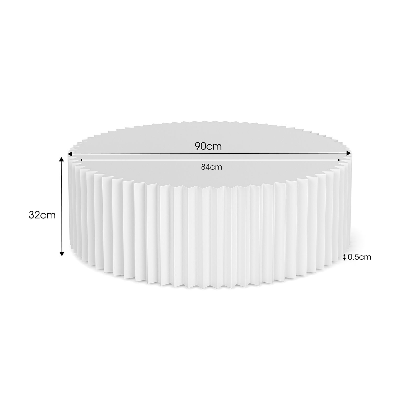 Kaei 90cm Round Fluted Coffee Table | White gallery detail image