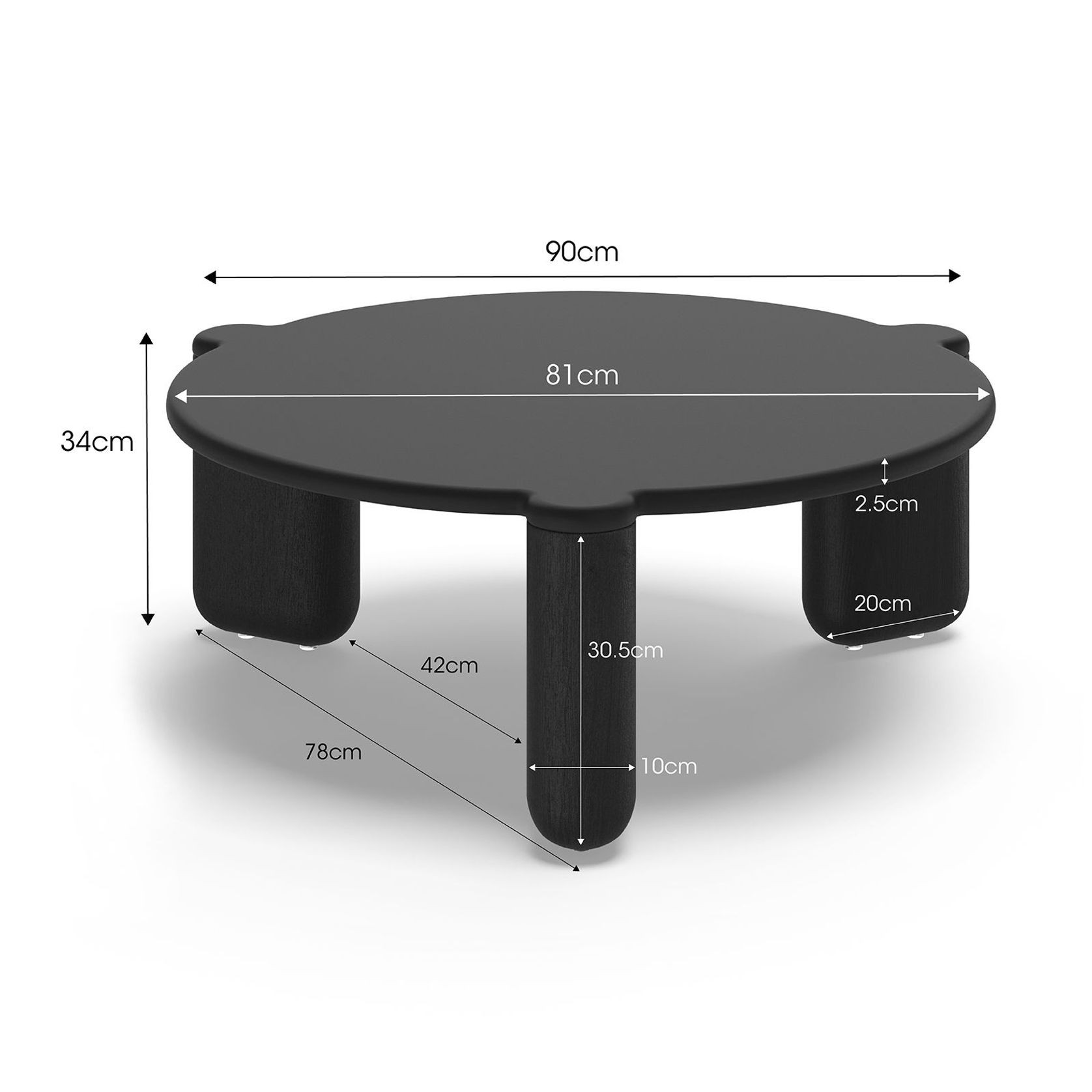 Nobu Round Concrete Coffee Table | Black gallery detail image