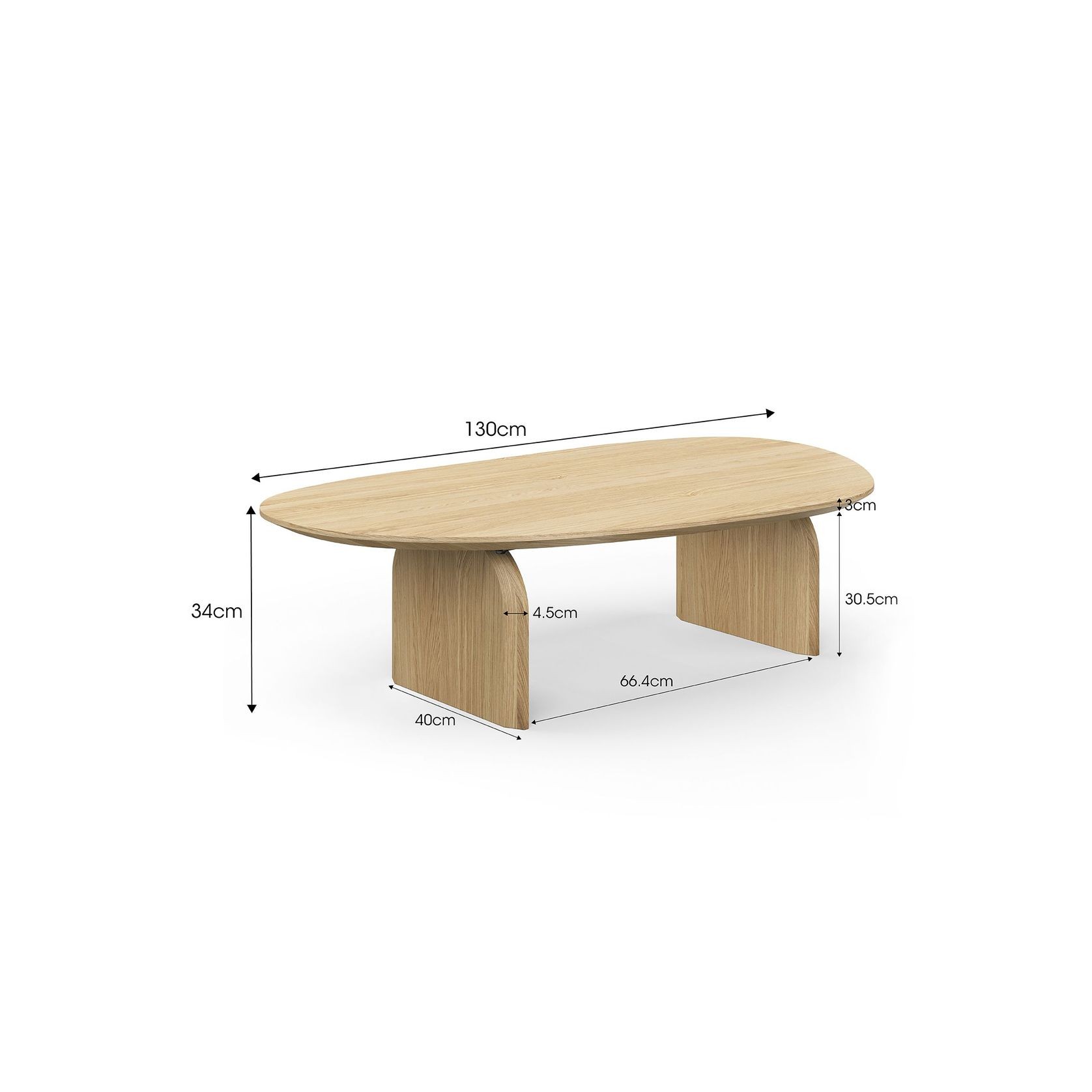 Arco 130cm Oval Oak Coffee Table | Natural gallery detail image