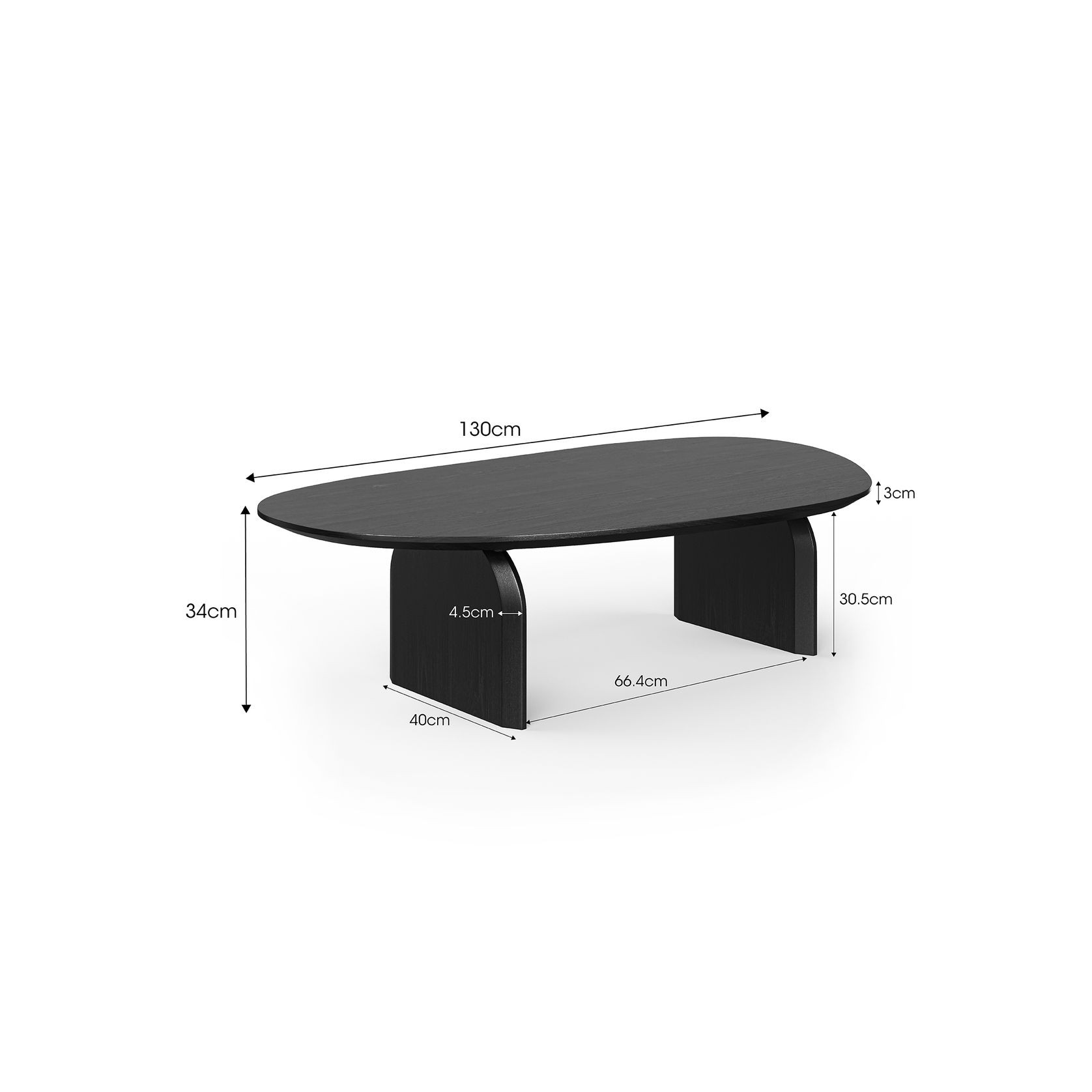 Arco 130cm Oval Oak Coffee Table | Black gallery detail image