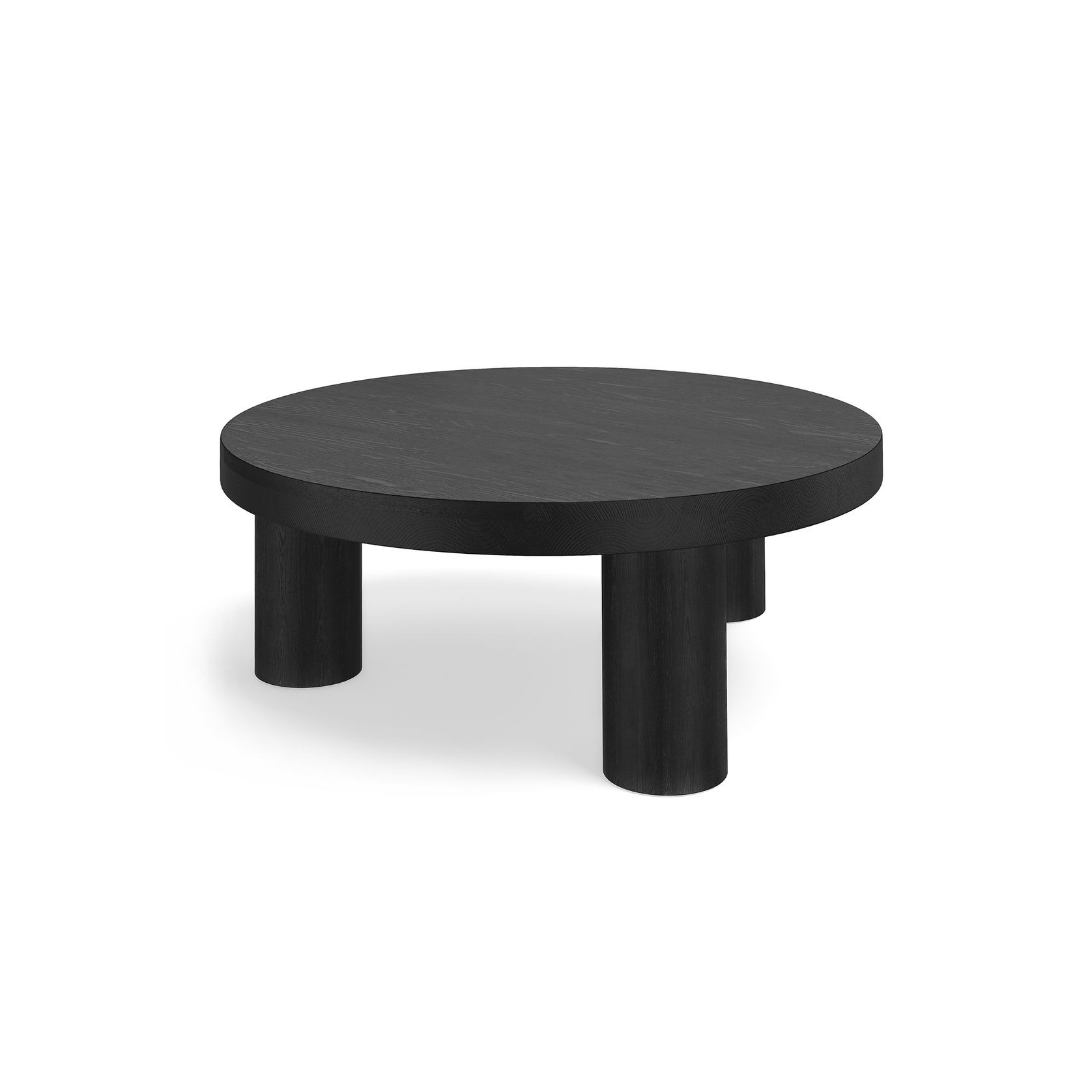 Nomad 90cm Round Solid Oak Coffee Table | Black gallery detail image