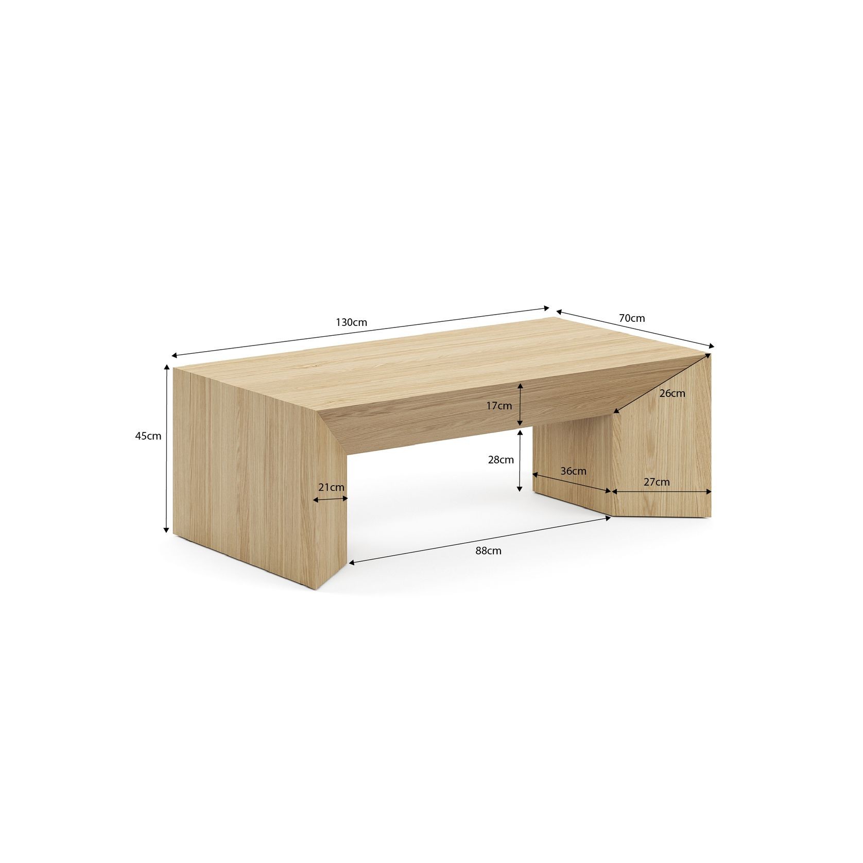 Edje 130cm Oak Coffee Table | Natural gallery detail image