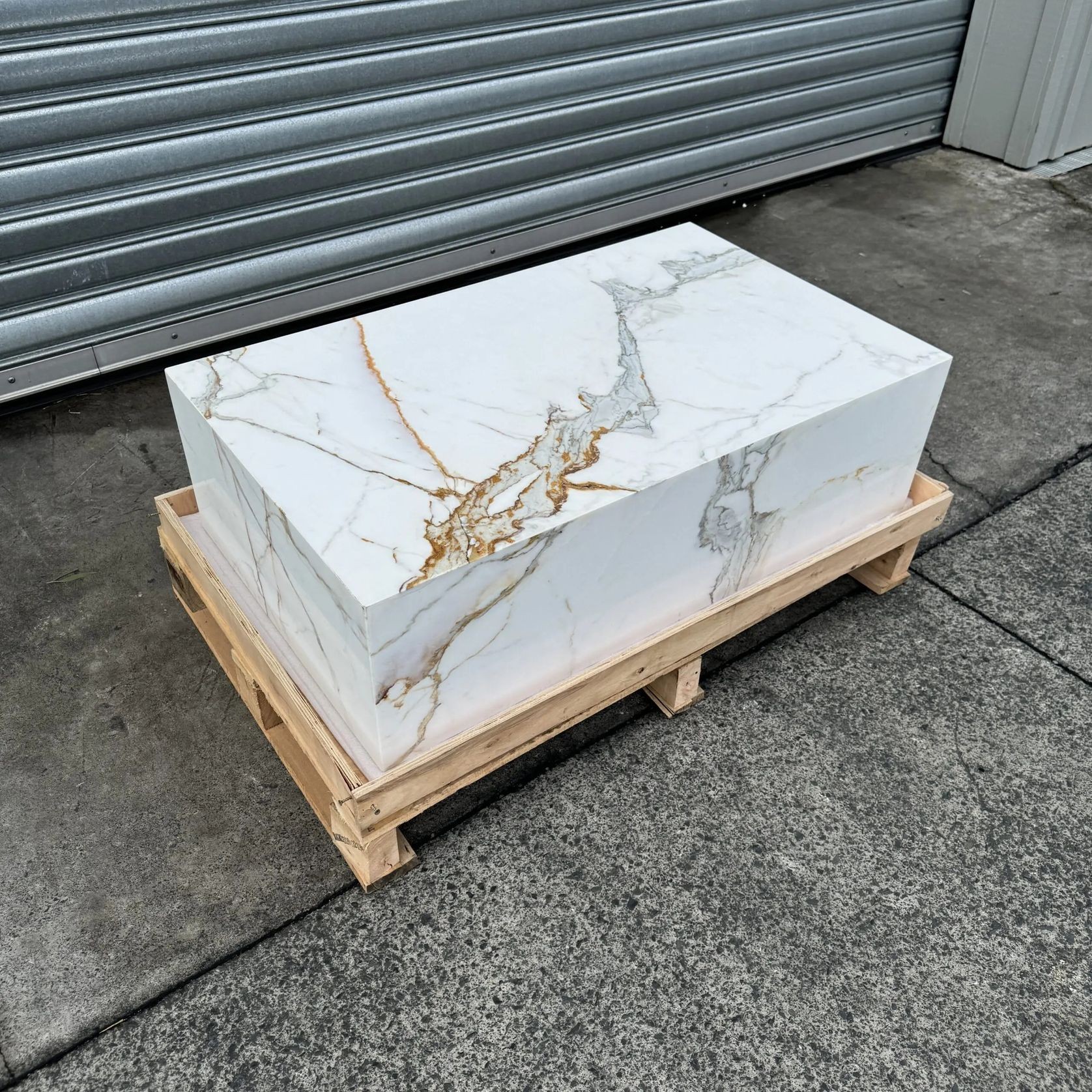 Block Coffee Table/Gold Calacatta-Small | Natural Stone Co. gallery detail image