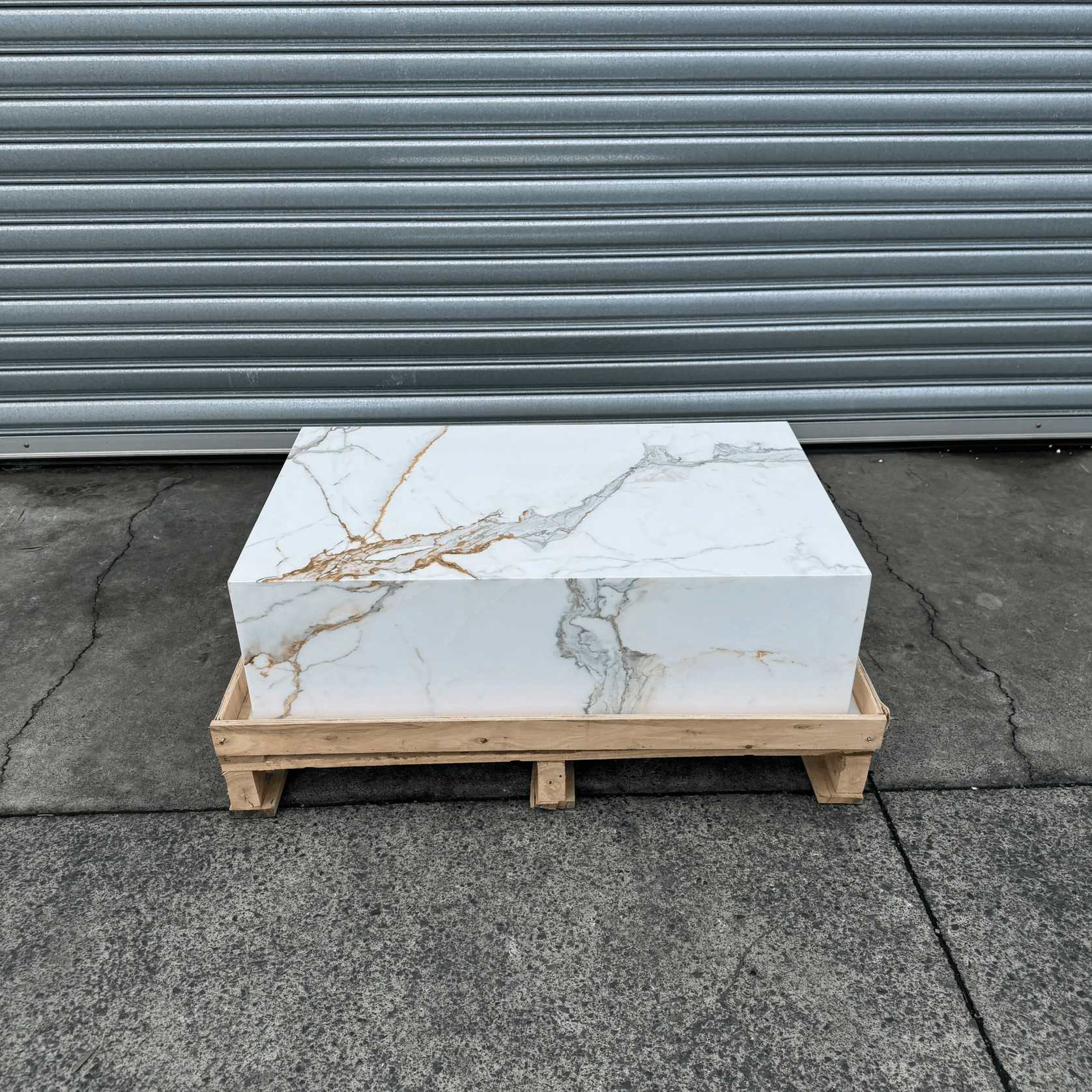 Block Coffee Table/Gold Calacatta-Small | Natural Stone Co. gallery detail image