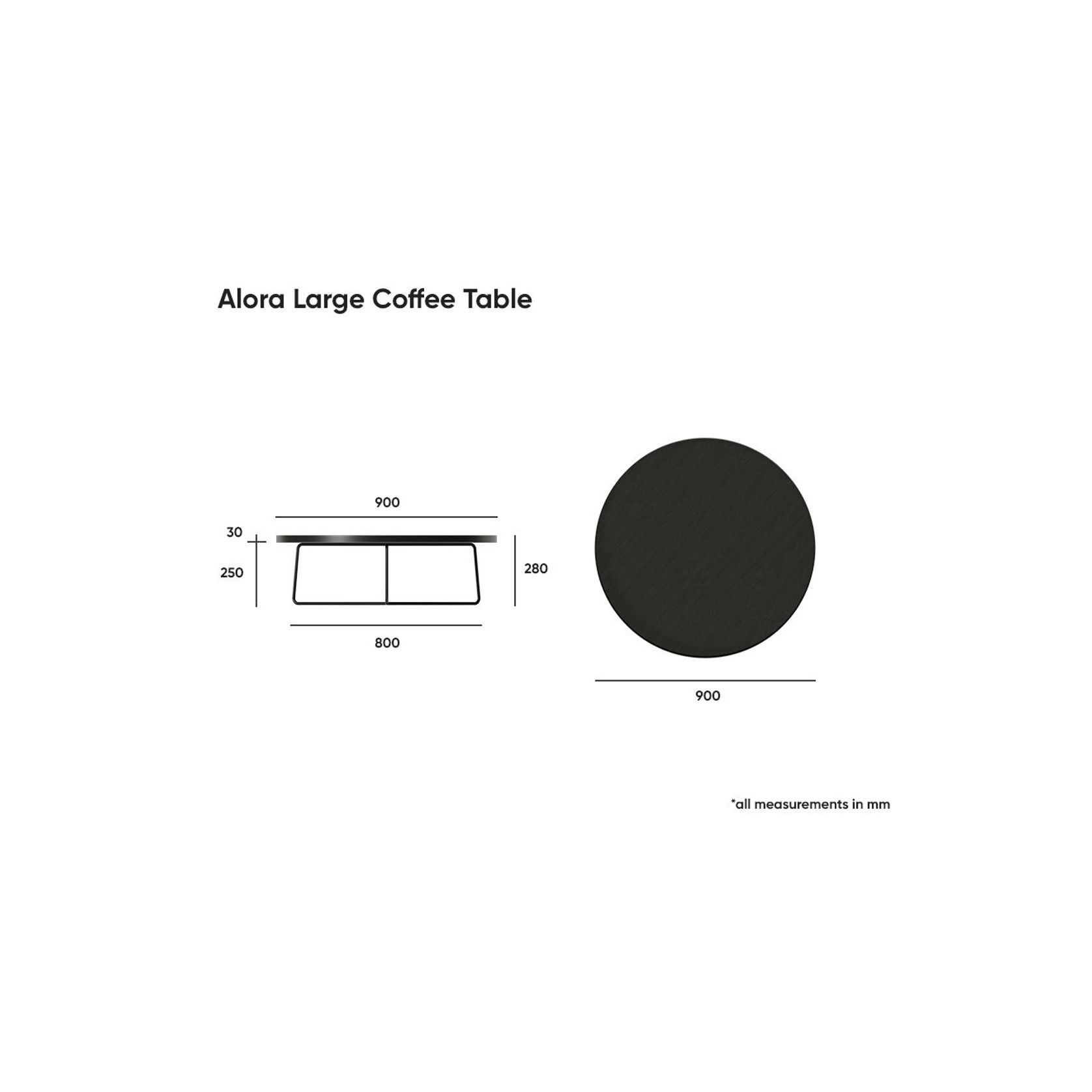 Alora Coffee Table - Black - Oak - Large gallery detail image