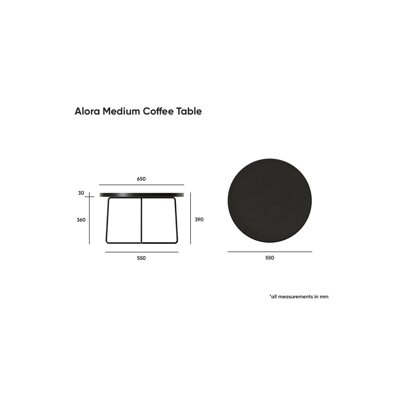 Alora Coffee Table - Black - Oak - Medium gallery detail image
