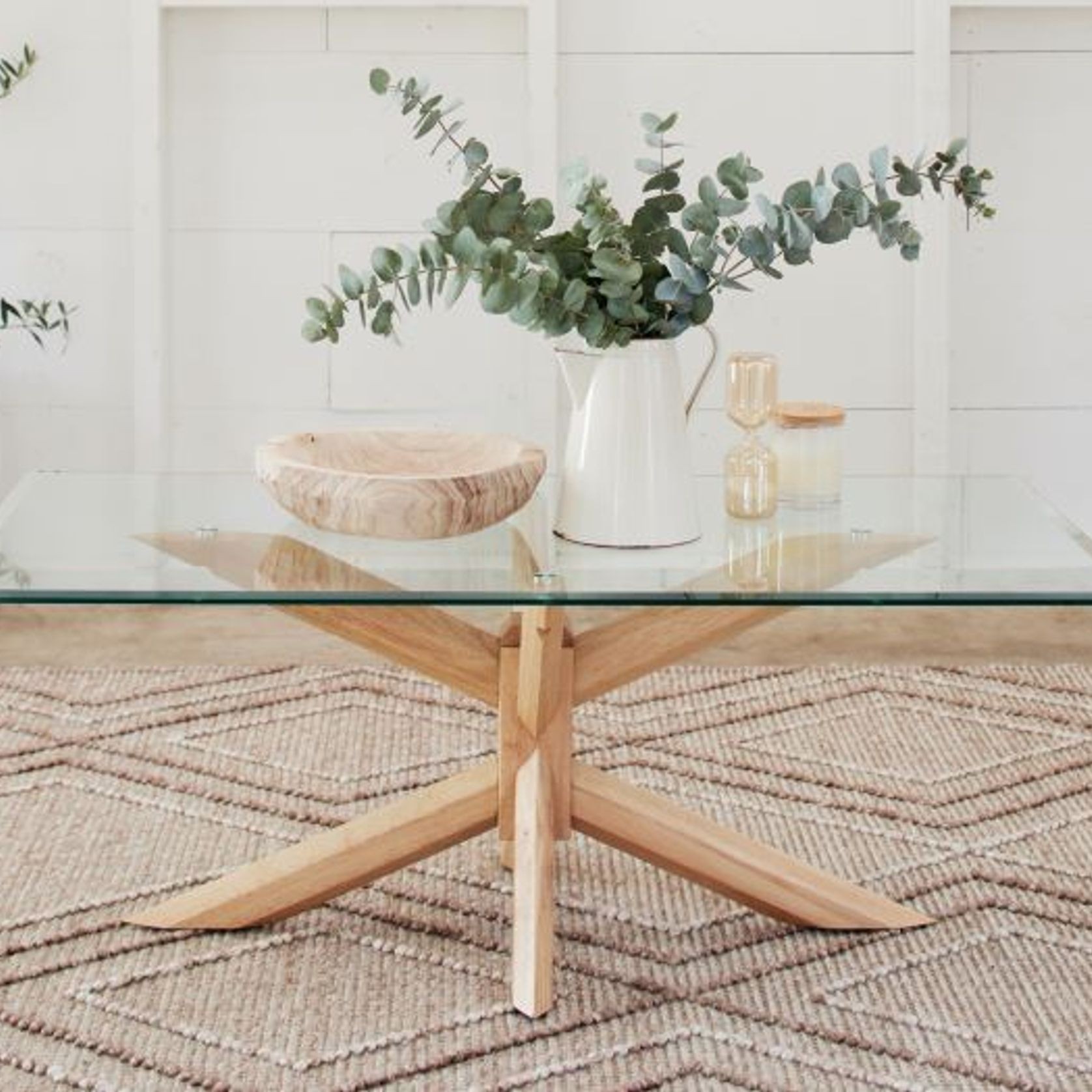 Bella Coffee Table | Glass Top | Natural Hardwood Frame gallery detail image