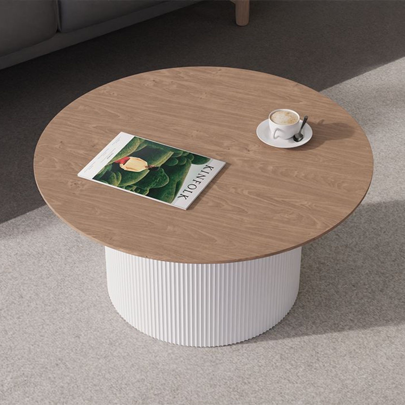 Mimi Coffee Table - White - Natural gallery detail image