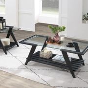 Myer Glass Top Coffee Table | Black Hardwood Frame gallery detail image