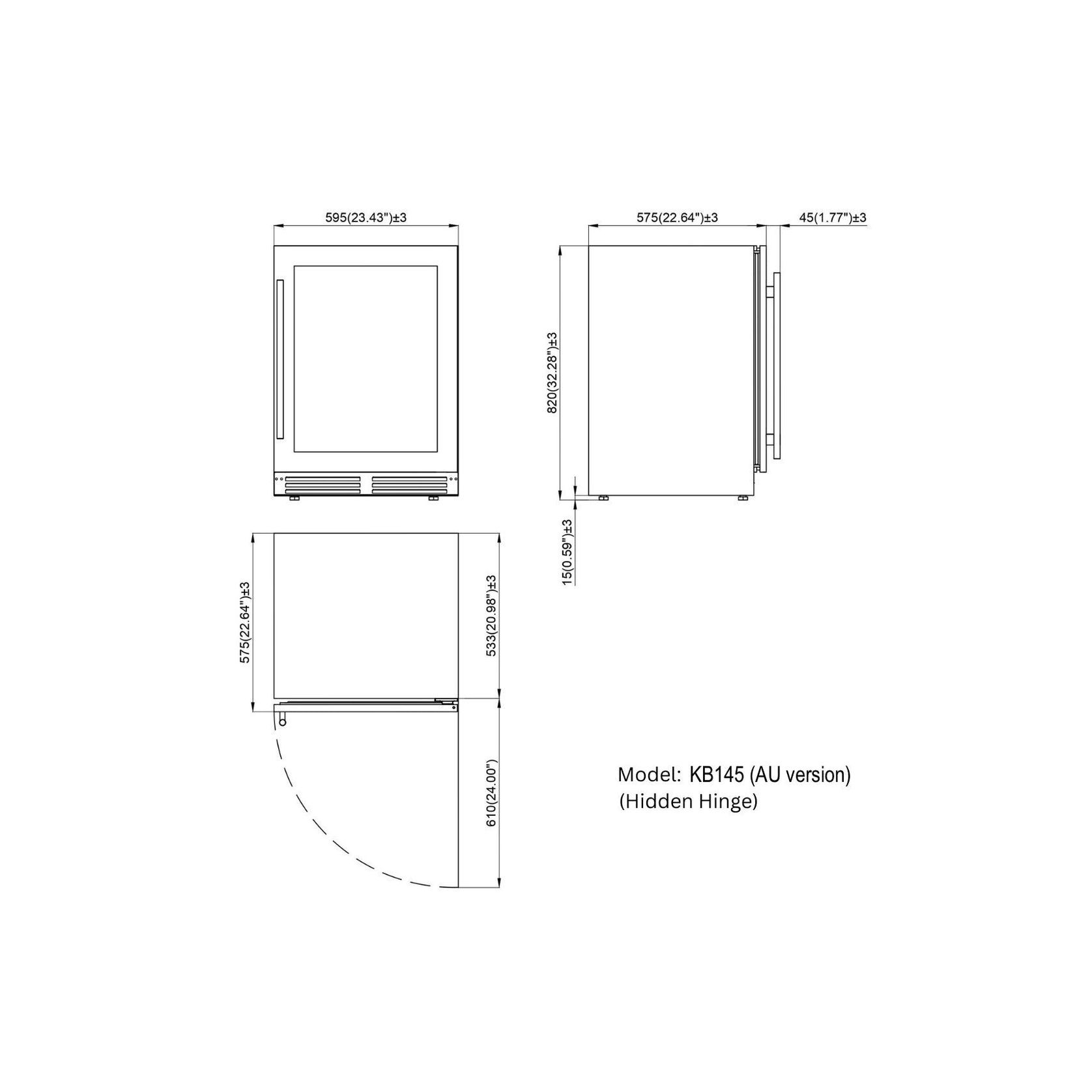 820mm Height Under Counter Glass Door Single Zone gallery detail image
