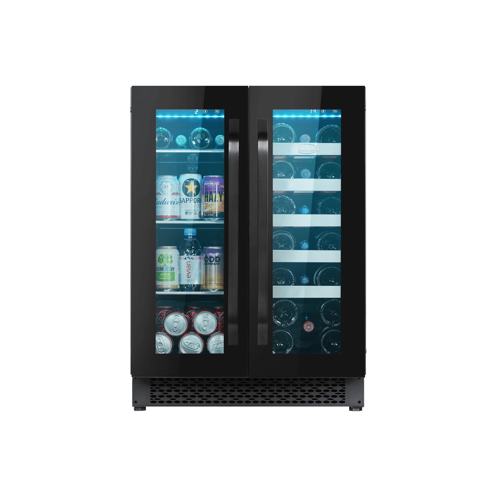 Glass Double-Door Dual-Zone Beverage and Wine Fridge gallery detail image