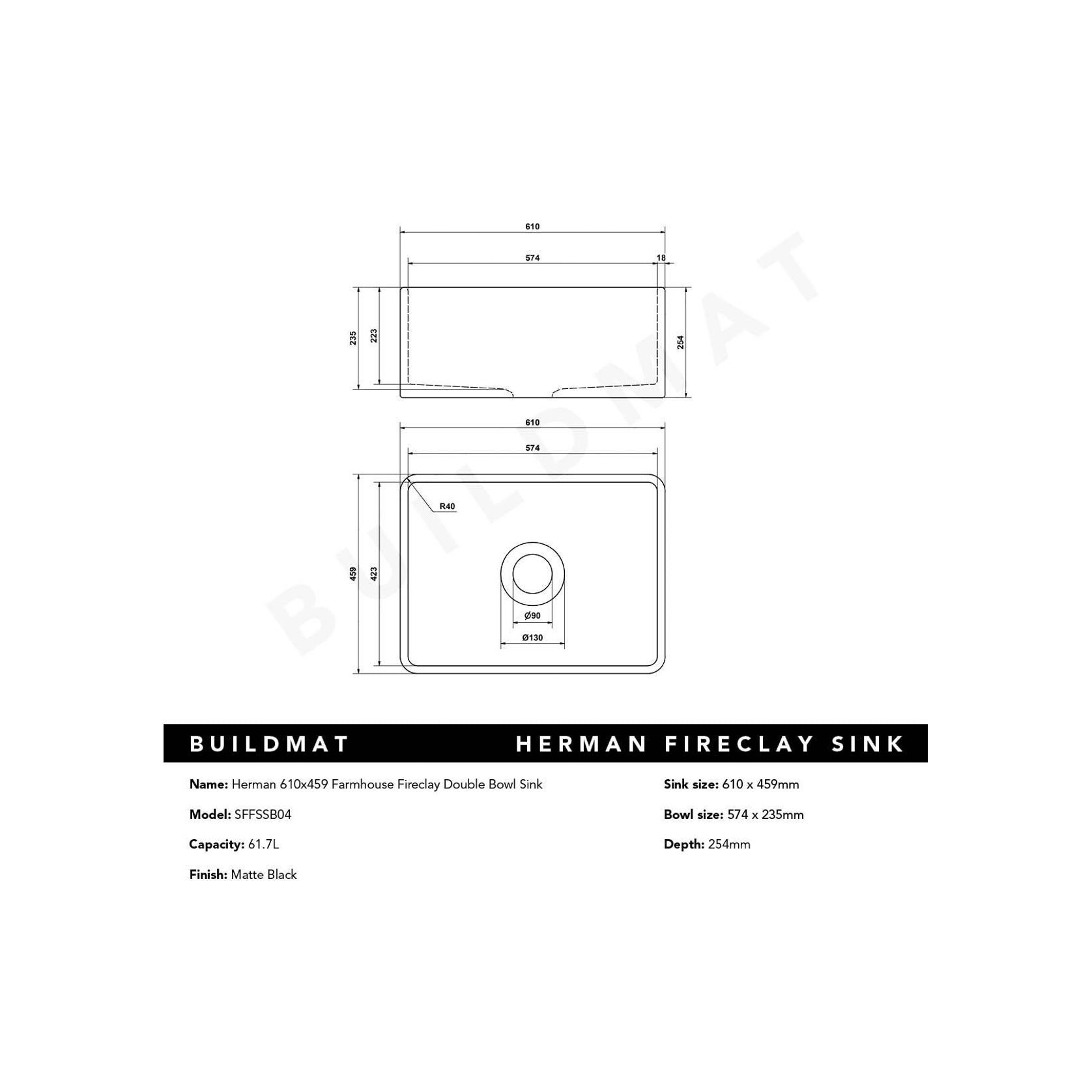 Herman 610x459 Farmhouse Fireclay Single Bowl Sink gallery detail image