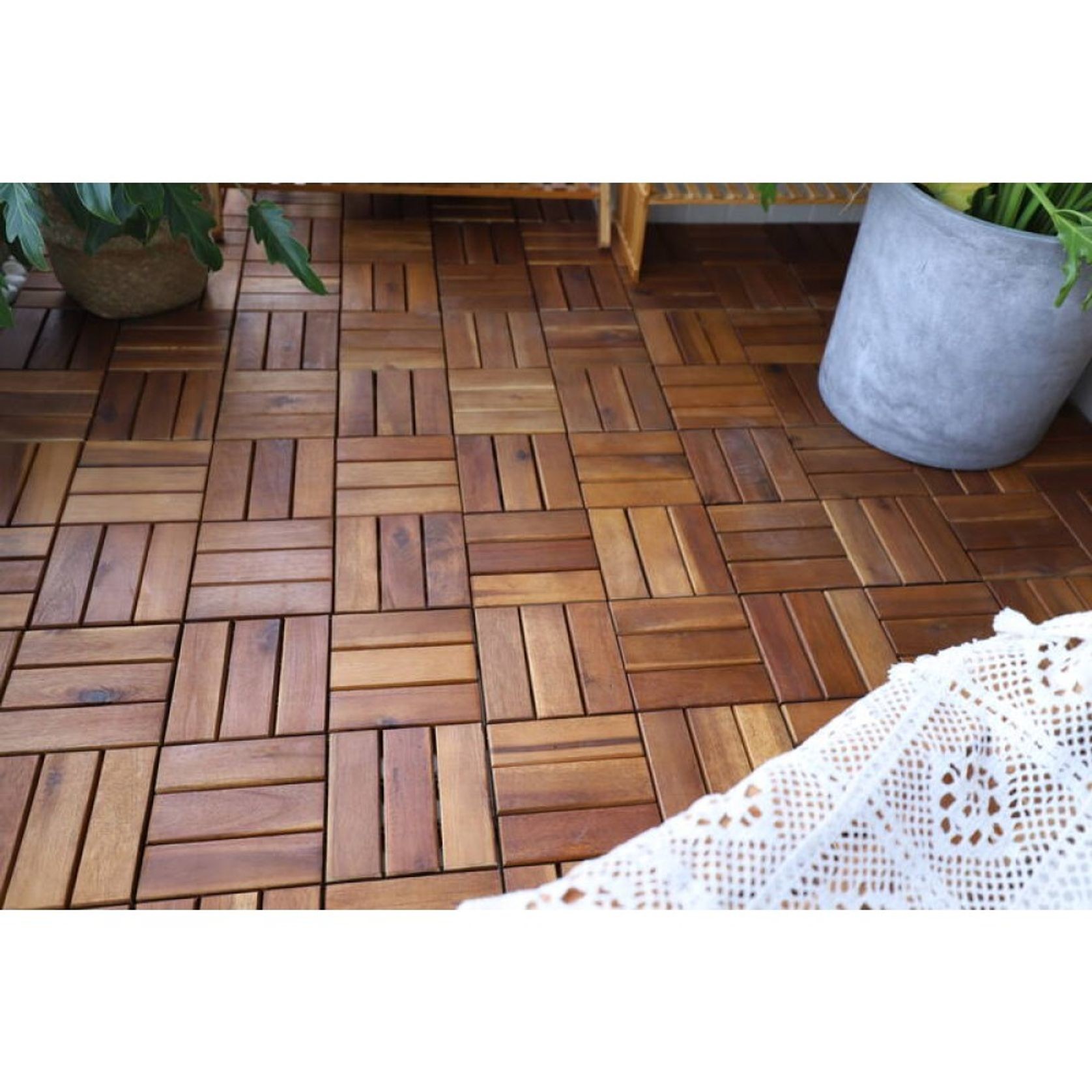 Acacia Hardwood Deck Tile 300x300x24 - pack of 10 gallery detail image