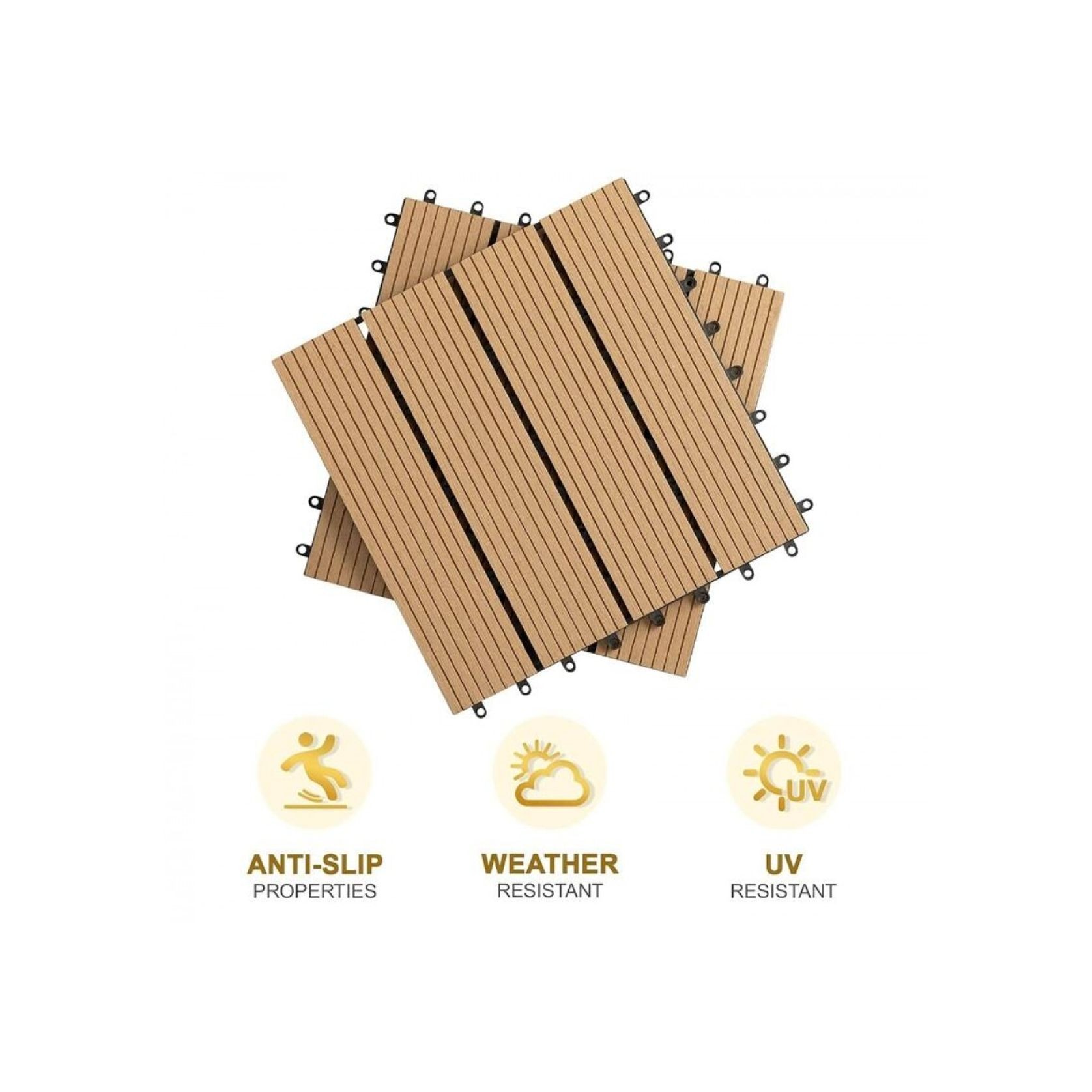 DIY Decking Tiles Teak 300*300*20 - Pack of 10 gallery detail image