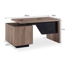 KELLEN Executive Desk with Left Return 1.6-1.8M - Warm Oak & Black gallery detail image