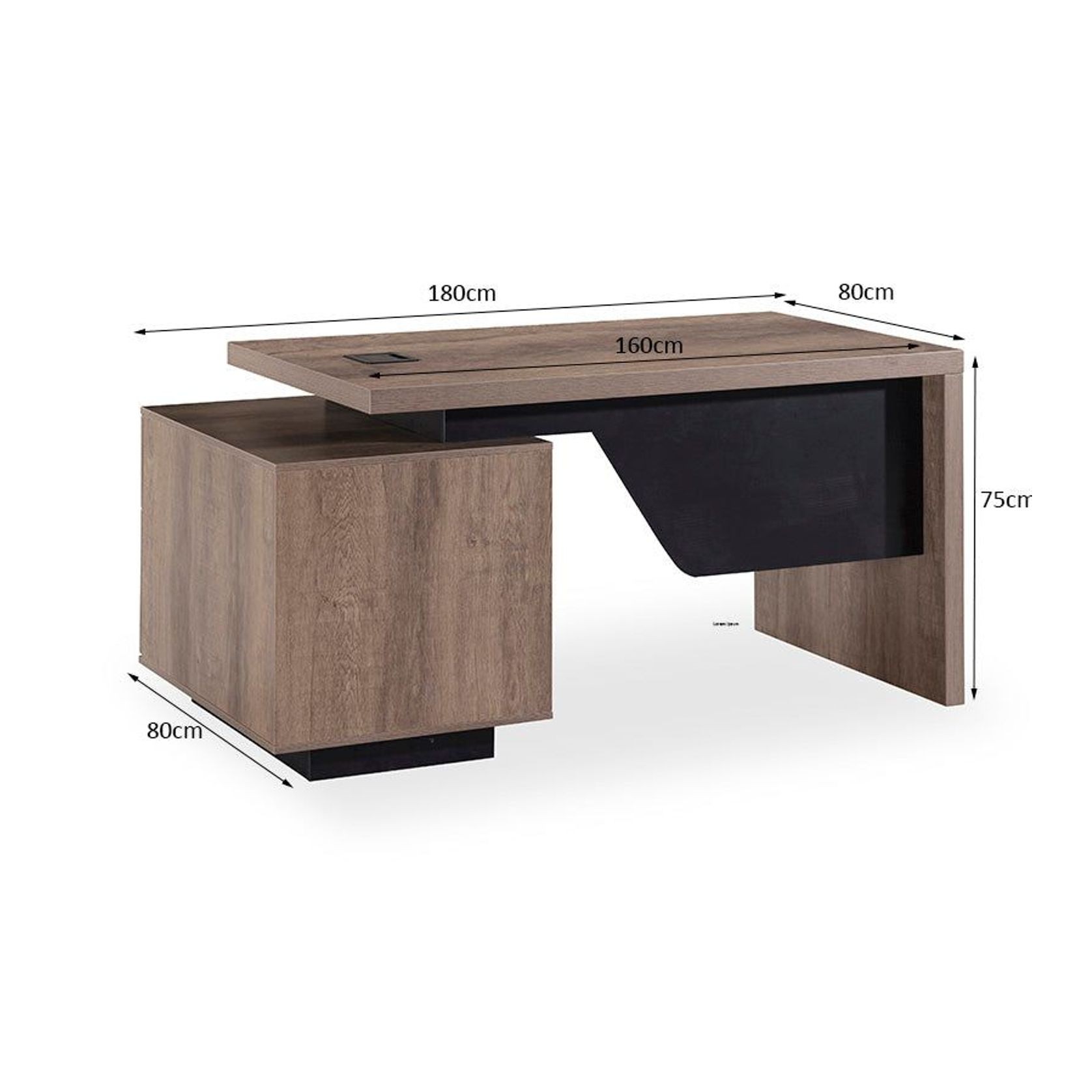 KELLEN Executive Desk with Left Return 1.6-1.8M - Warm Oak & Black gallery detail image
