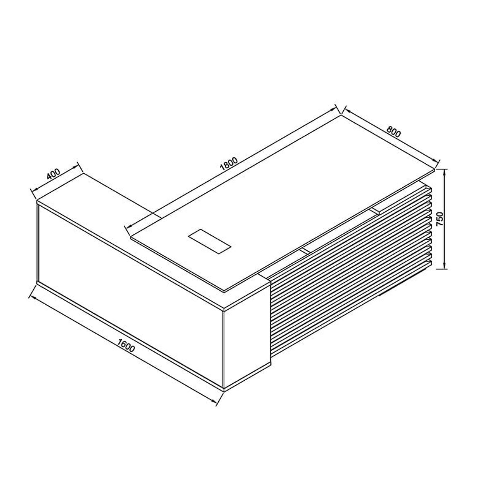 PHOENIX Executive Desk with Right Return 1.8M - Warm Oak & Black gallery detail image