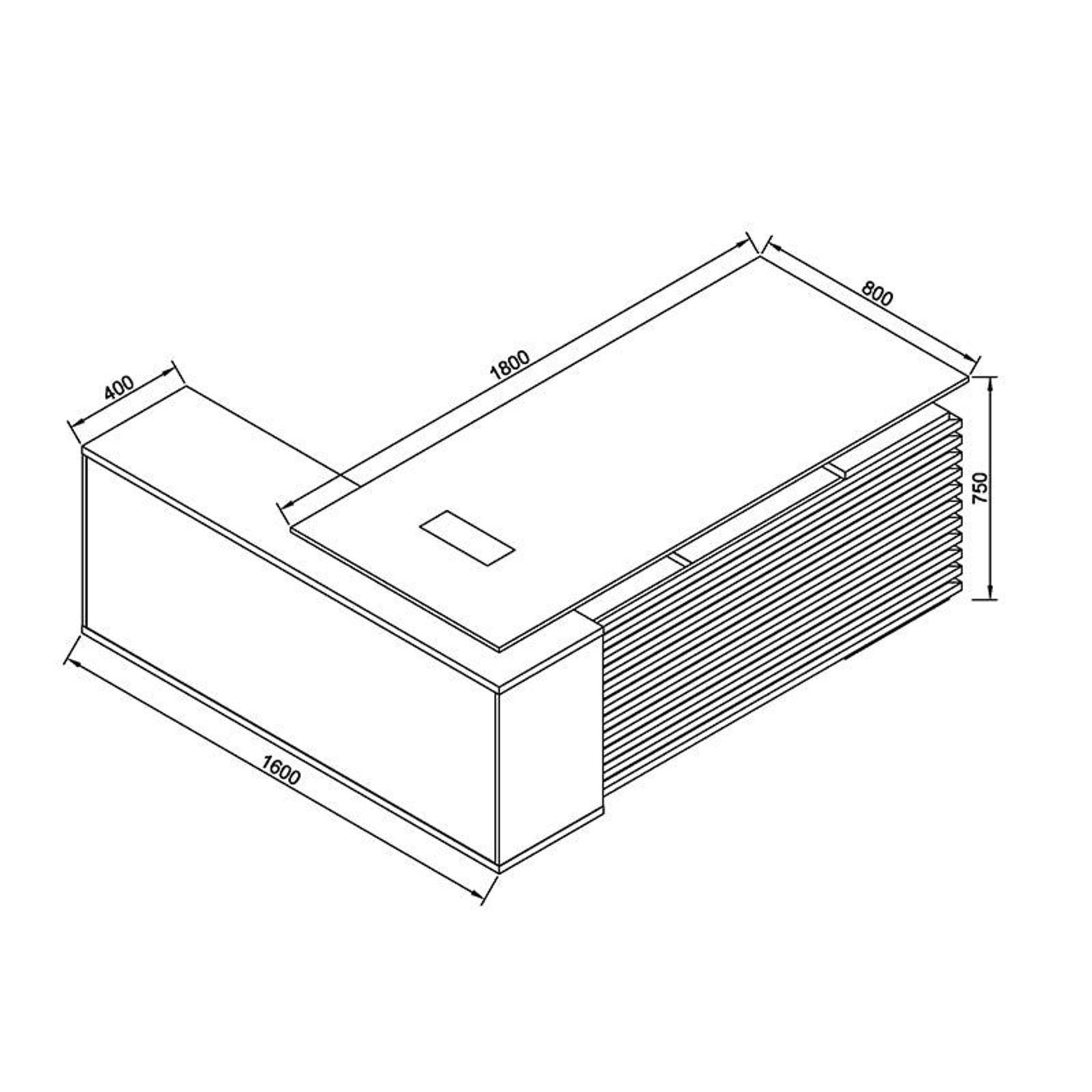 PHOENIX Executive Desk with Right Return 1.8M - Warm Oak & Black gallery detail image
