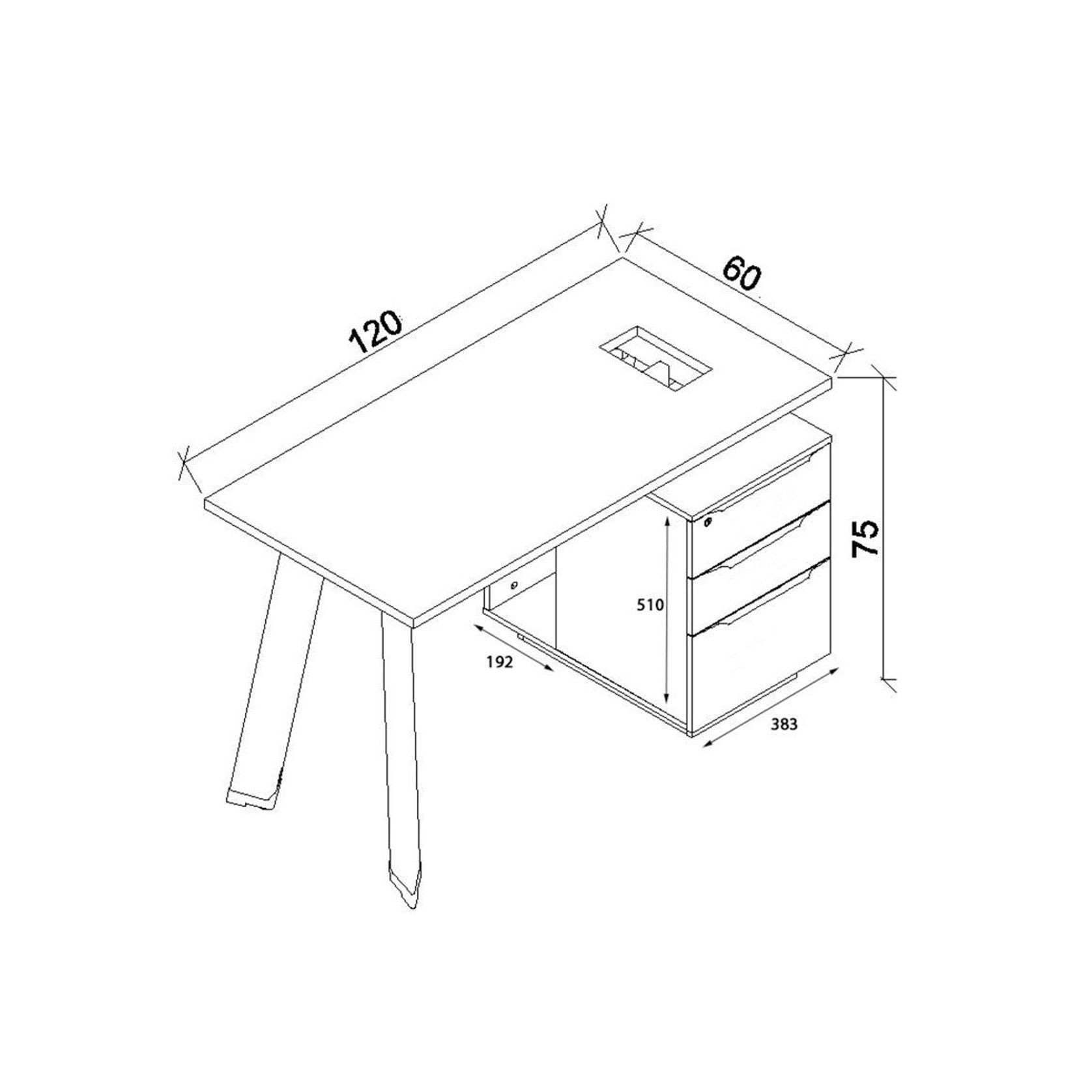 ARTO Single Workstation Desk with Right Cabinet 1.2M - Warm Oak & Black gallery detail image