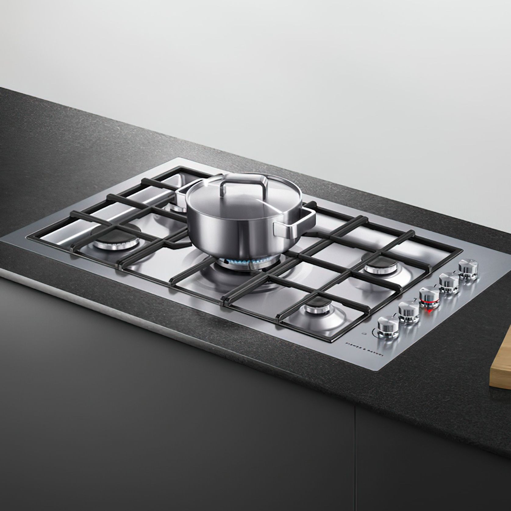 F&P Gas on Steel Cooktop, 90cm, Flush Fit, LPG gallery detail image
