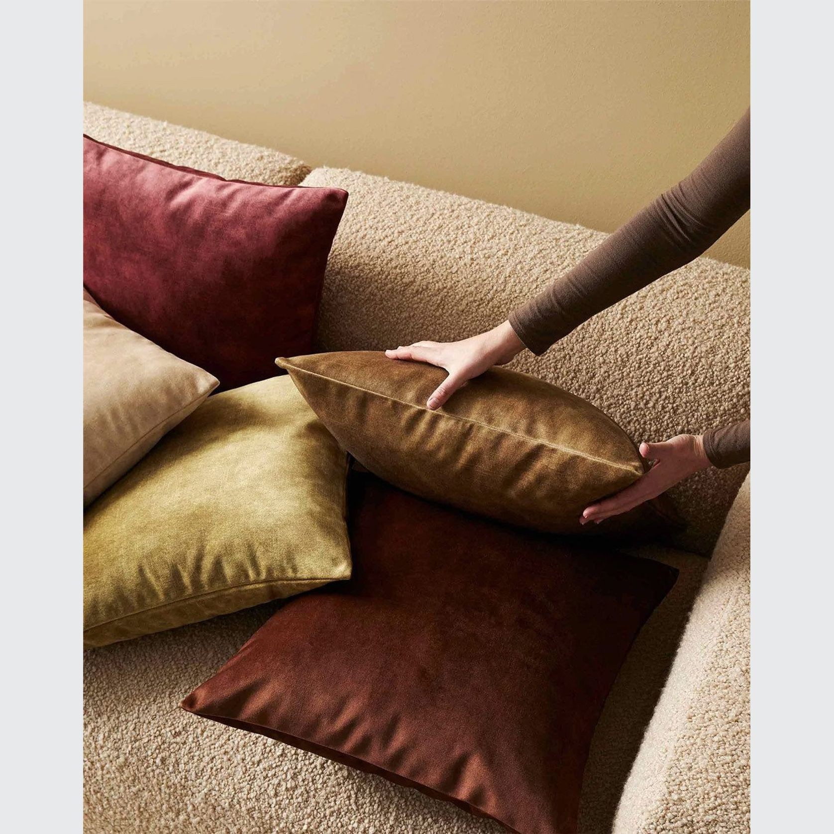 Weave Home Ava Velvet Cushion - Burnish | 50 x 50cm gallery detail image